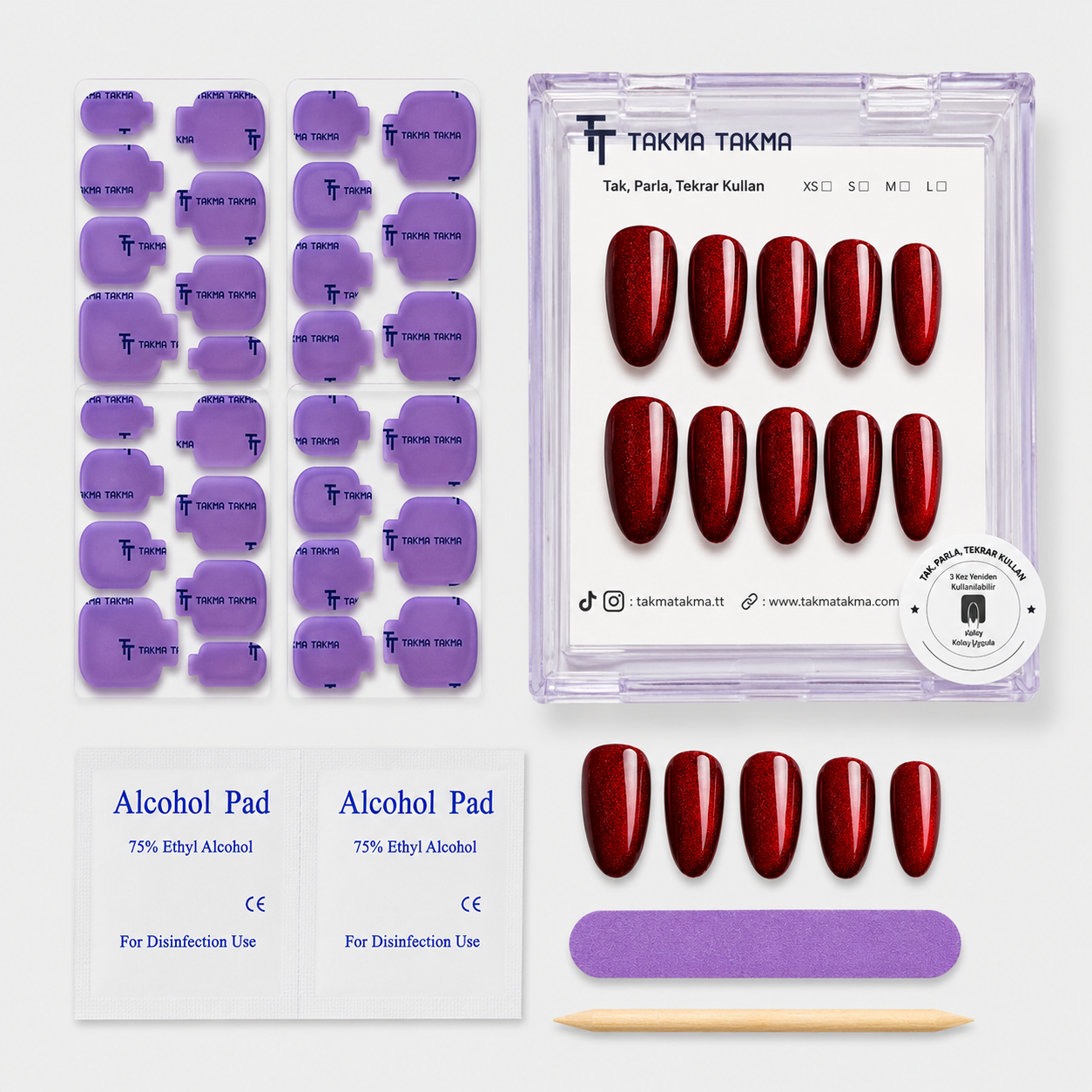 Cat Eye Kısa Oval El Yapımı Jel Takma Tırnak TT1204