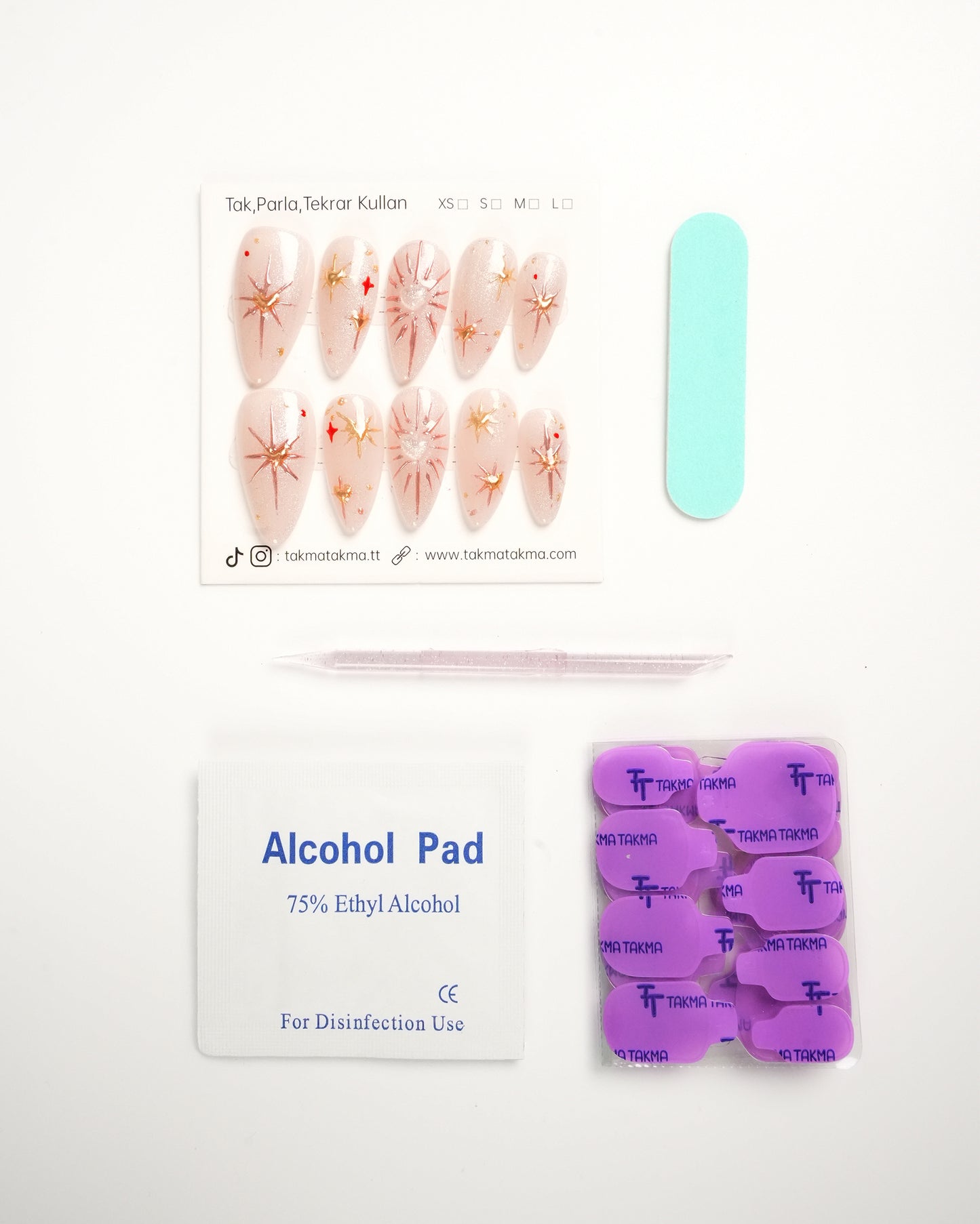 10'lu Ten Uzun Badem UBD1528 Tekrar Kullanılabilir El Yapımı Protez Takma Tırnak