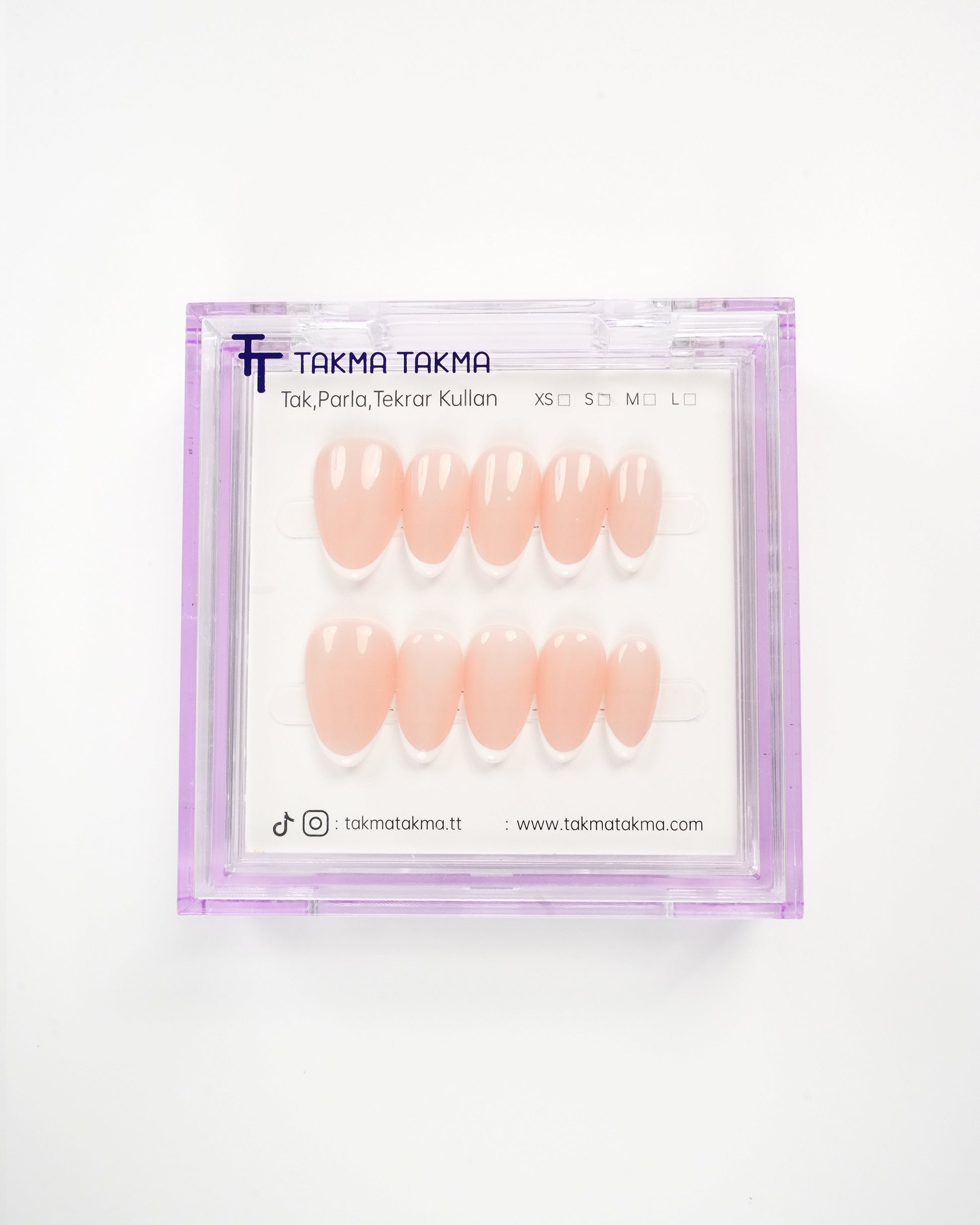 15'li Ten Kısa Badem KBD1533FI Tekrar Kullanılabilir El Yapımı Protez Takma Tırnak