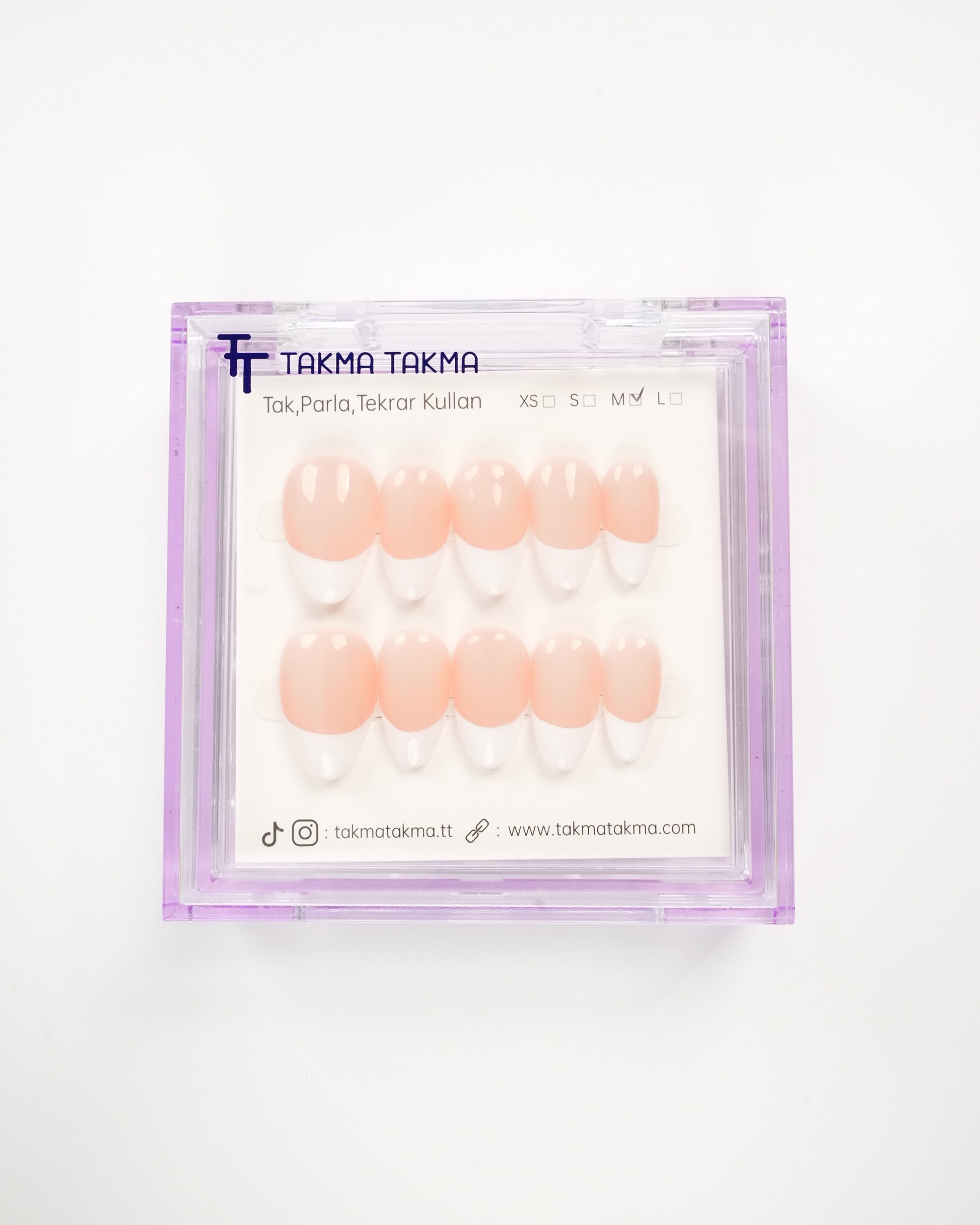 15'li Ten Kısa Badem KBDK1537FK Tekrar Kullanılabilir El Yapımı Protez Takma Tırnak