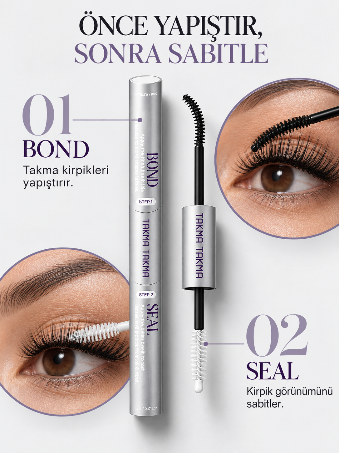 Kirpik Yapıştırıcı ve Sabitleyici 2 si 1 Arada KP1480 - 5 ml