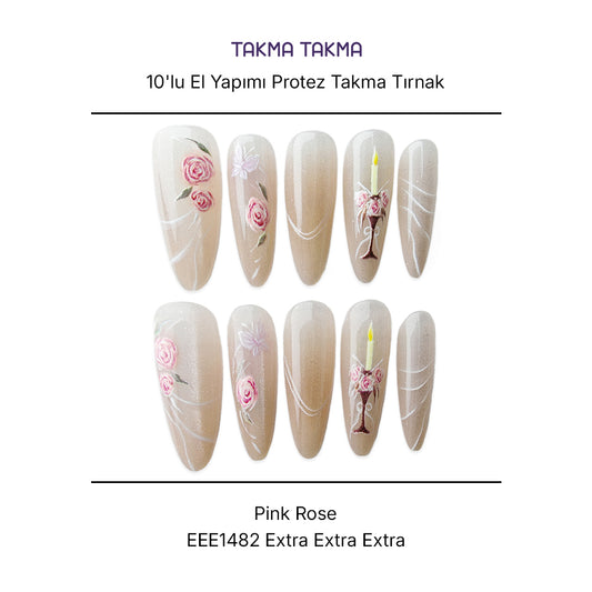 10'lu Ten Rengi Extra Extra Extra EEE1482 Tekrar Kullanılabilir El Yapımı Protez Takma Tırnak