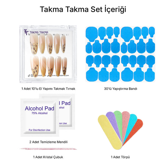 10'lu Ten Rengi  Extra Extra Extra EEE1489 Tekrar Kullanılabilir El Yapımı Protez Takma Tırnak