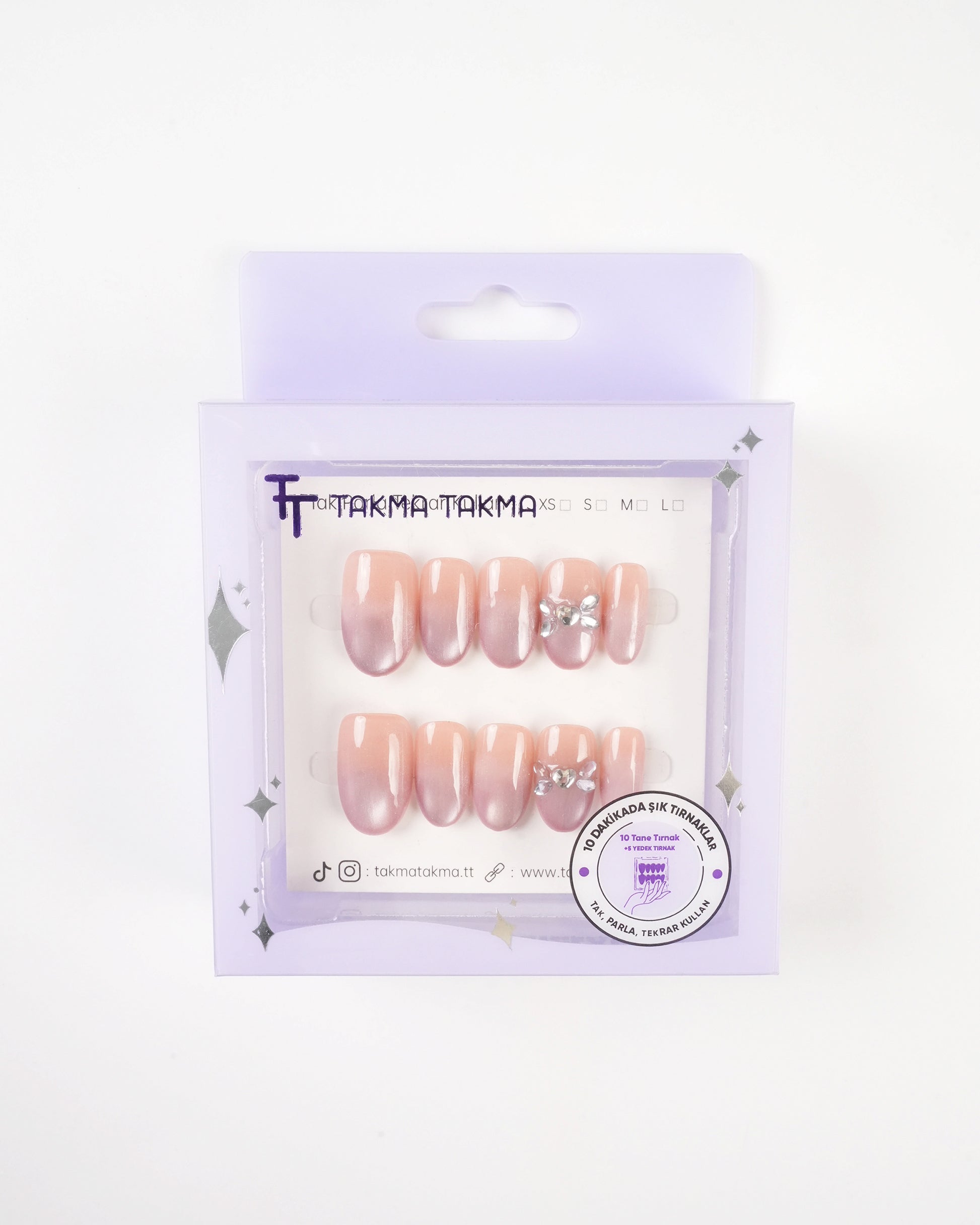 EKOV1682 Kısa Oval 10'lu Tekrar Kullanılabilir El Yapımı Protez Takma Tırnak Takma Takma