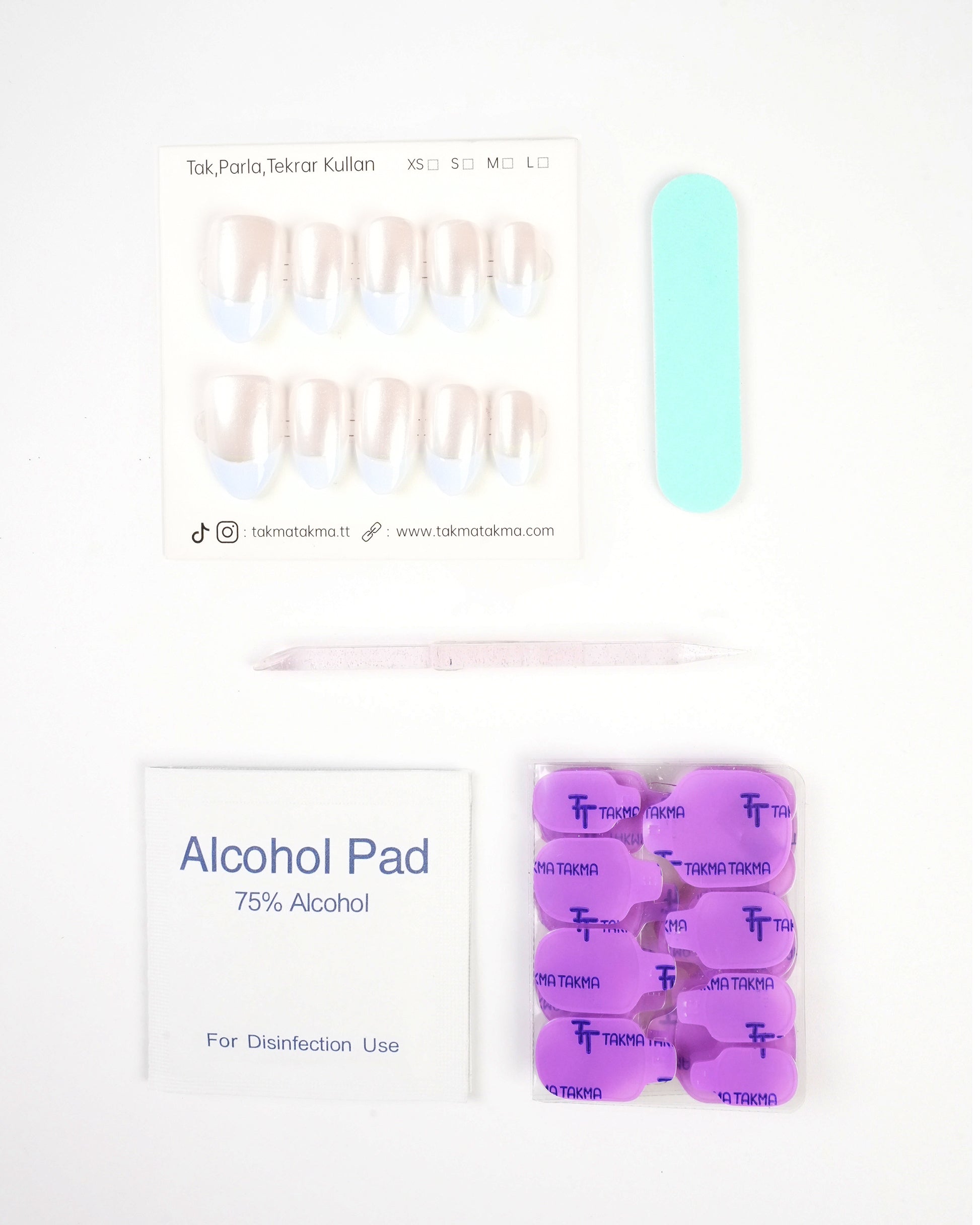 EUOV1695 Kısa Badem 10'lu Tekrar Kullanılabilir El Yapımı Protez Takma Tırnak Takma Takma