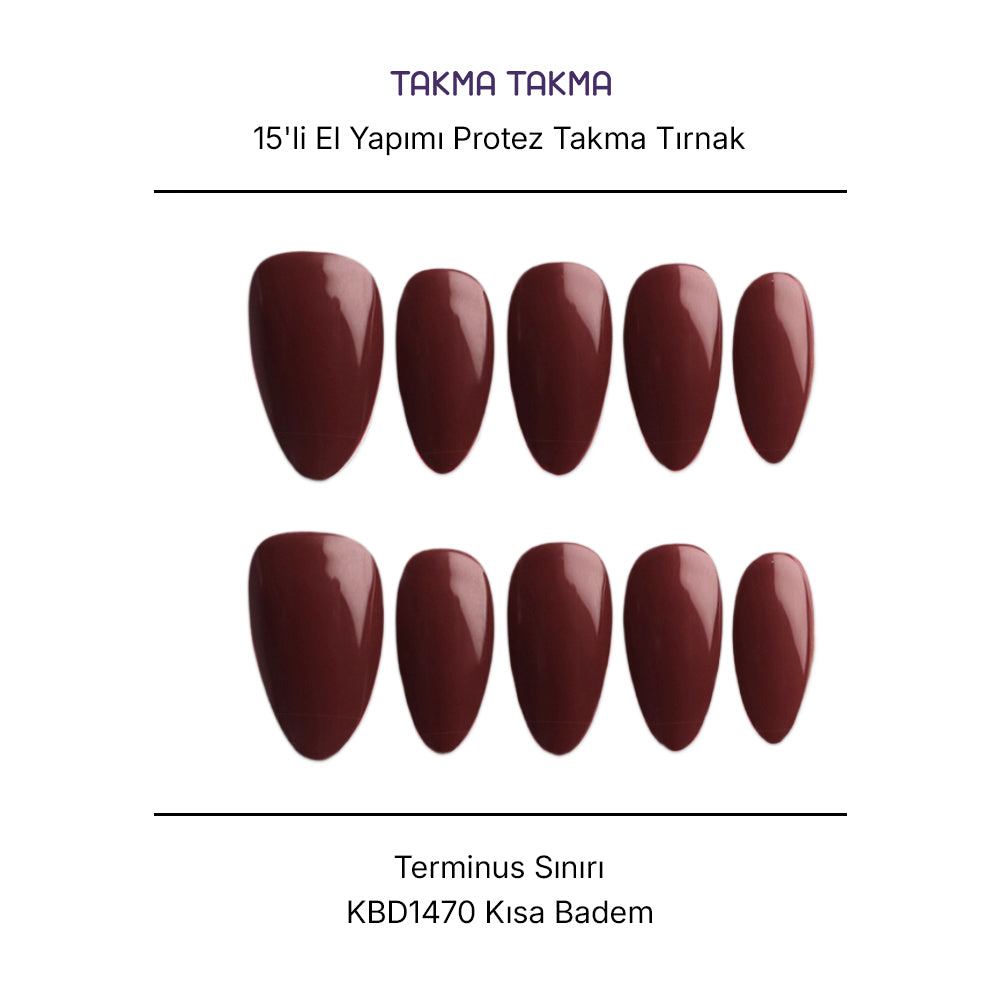 Tekrar Kullanılabilir El Yapımı Protez Takma Tırnak KBD1470 - 15'li