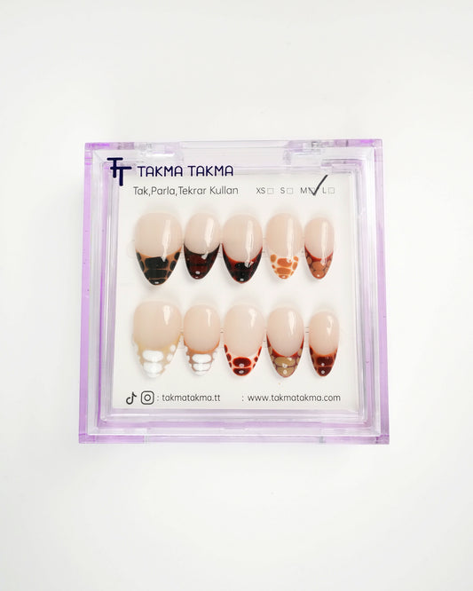 15'li Ten Rengi Kısa Badem KBD1511 Tekrar Kullanılabilir El Yapımı Protez Takma Tırnak