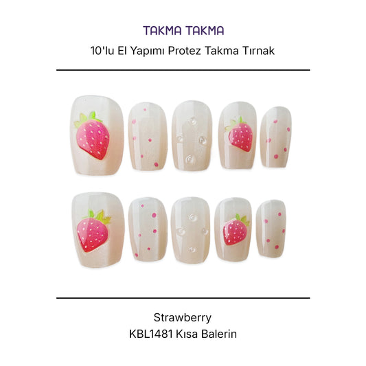 10'lu Ten Rengi Kısa Balerin  KBL1481 Tekrar Kullanılabilir El Yapımı Protez Takma Tırnak