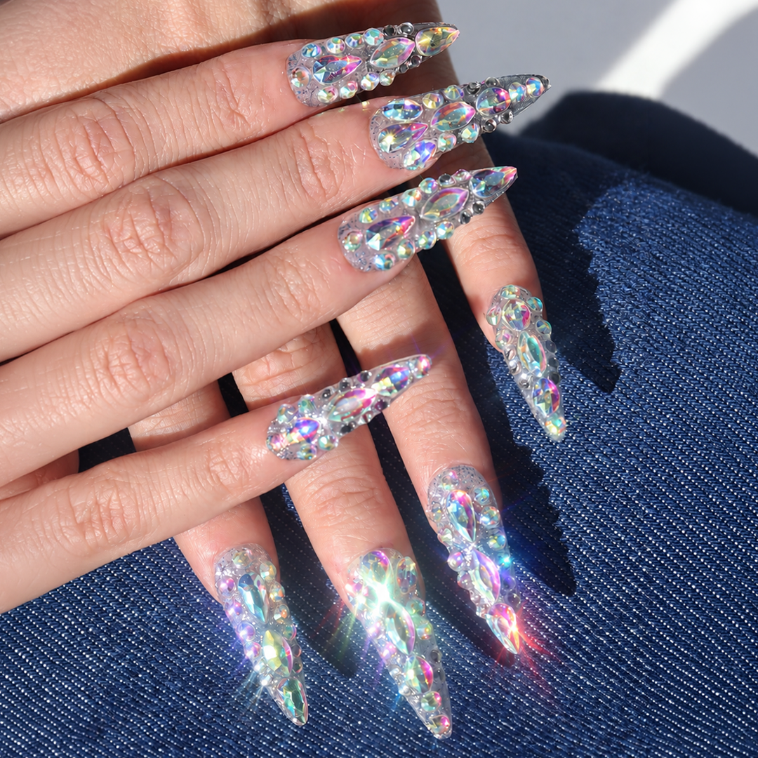 Takma Tırnak Nail Art Extra Uzun 10'lu Tekrar Kullanılabilir El Yapımı Protez Takma Tırnak KEEE1658