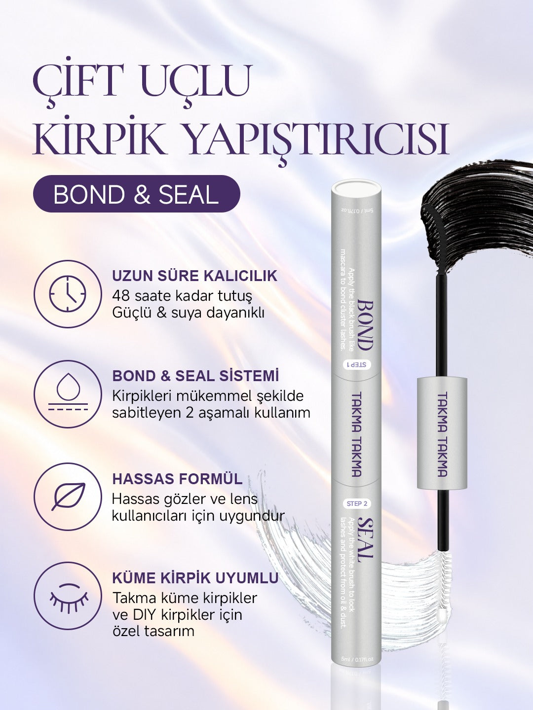 Kirpik Yapıştırıcı ve Sabitleyici 2 si 1 Arada KP1480 - 5 ml Takma Takma