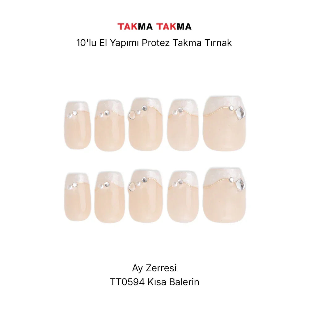 Tekrar Kullanılabilir El Yapımı Protez Takma Tırnak Glitter Grace - 10'lu TT0594