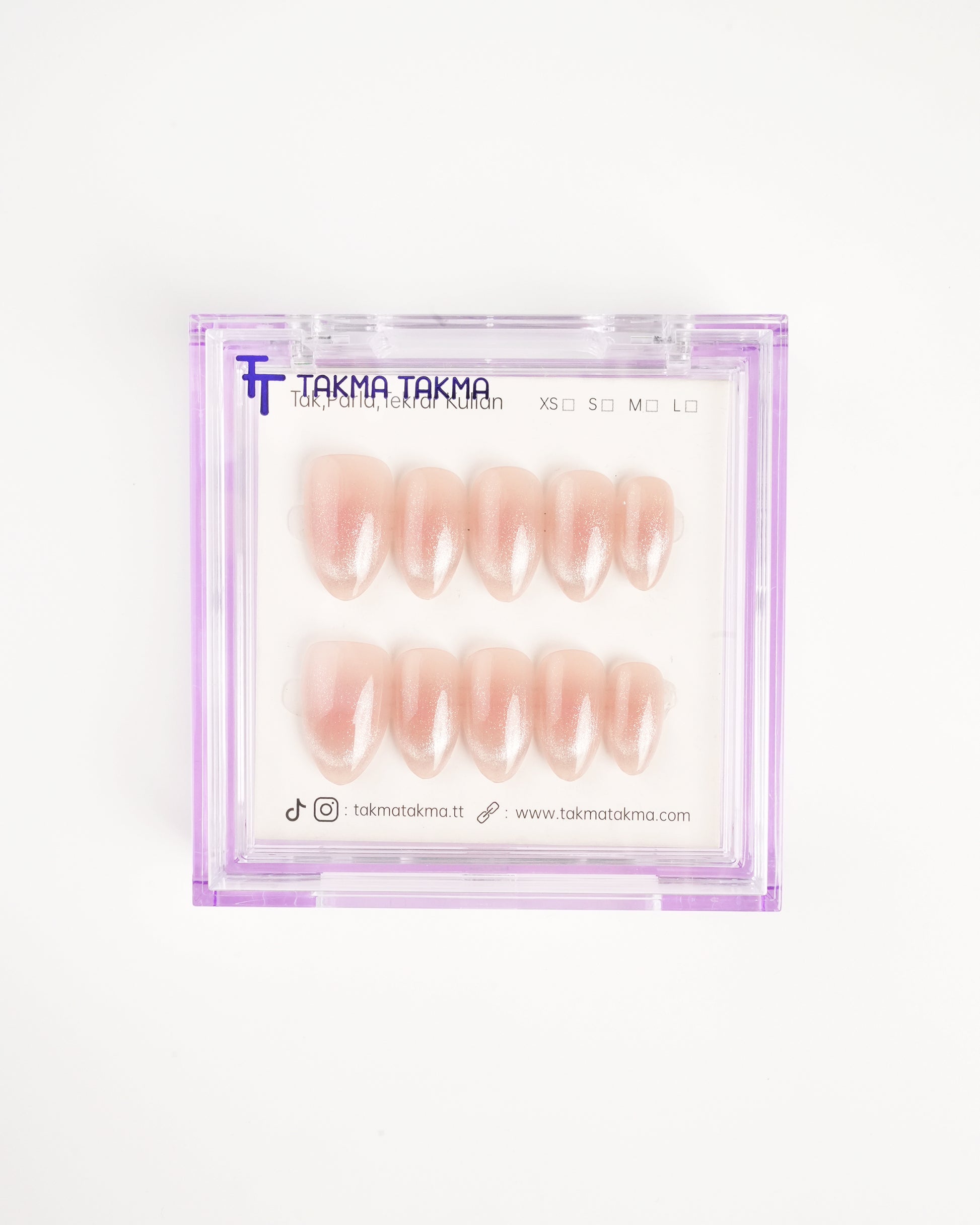 KKBD1767 Kısa Badem 10'lu Tekrar Kullanılabilir El Yapımı Protez Takma Tırnak