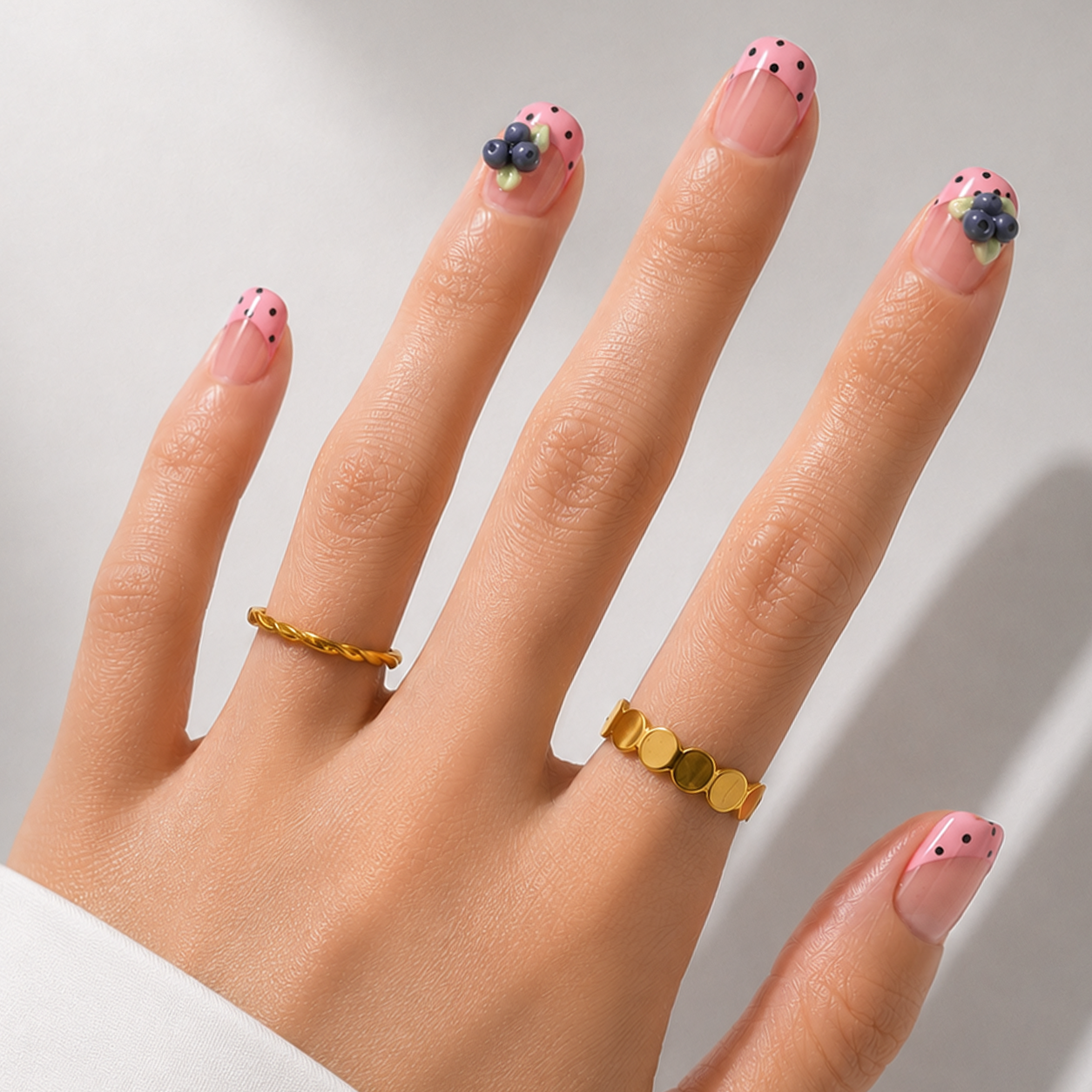 Pembe Nail Art Kısa Balerin El Yapımı Jel Tırnak KKBL-3542