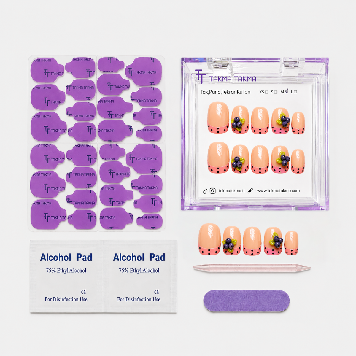 Pembe Nail Art Kısa Balerin El Yapımı Jel Tırnak KKBL-3542