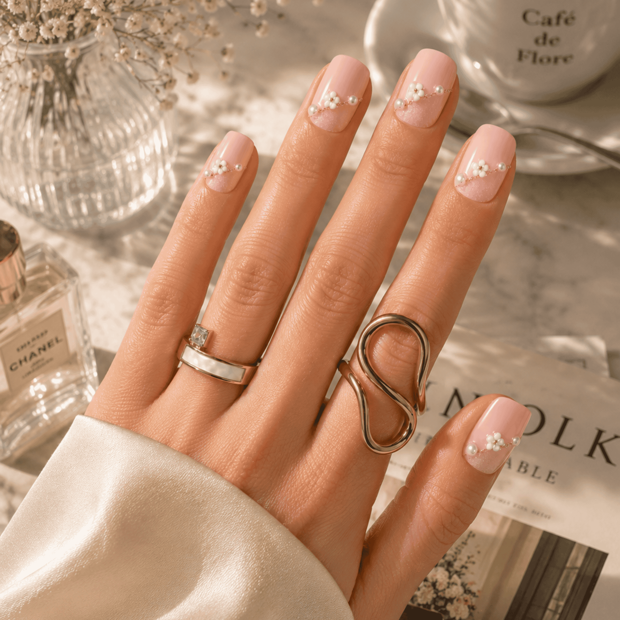Ten Rengi Nail Art Kısa Kare El Yapımı Jel Takma Tırnak KKKR-3503