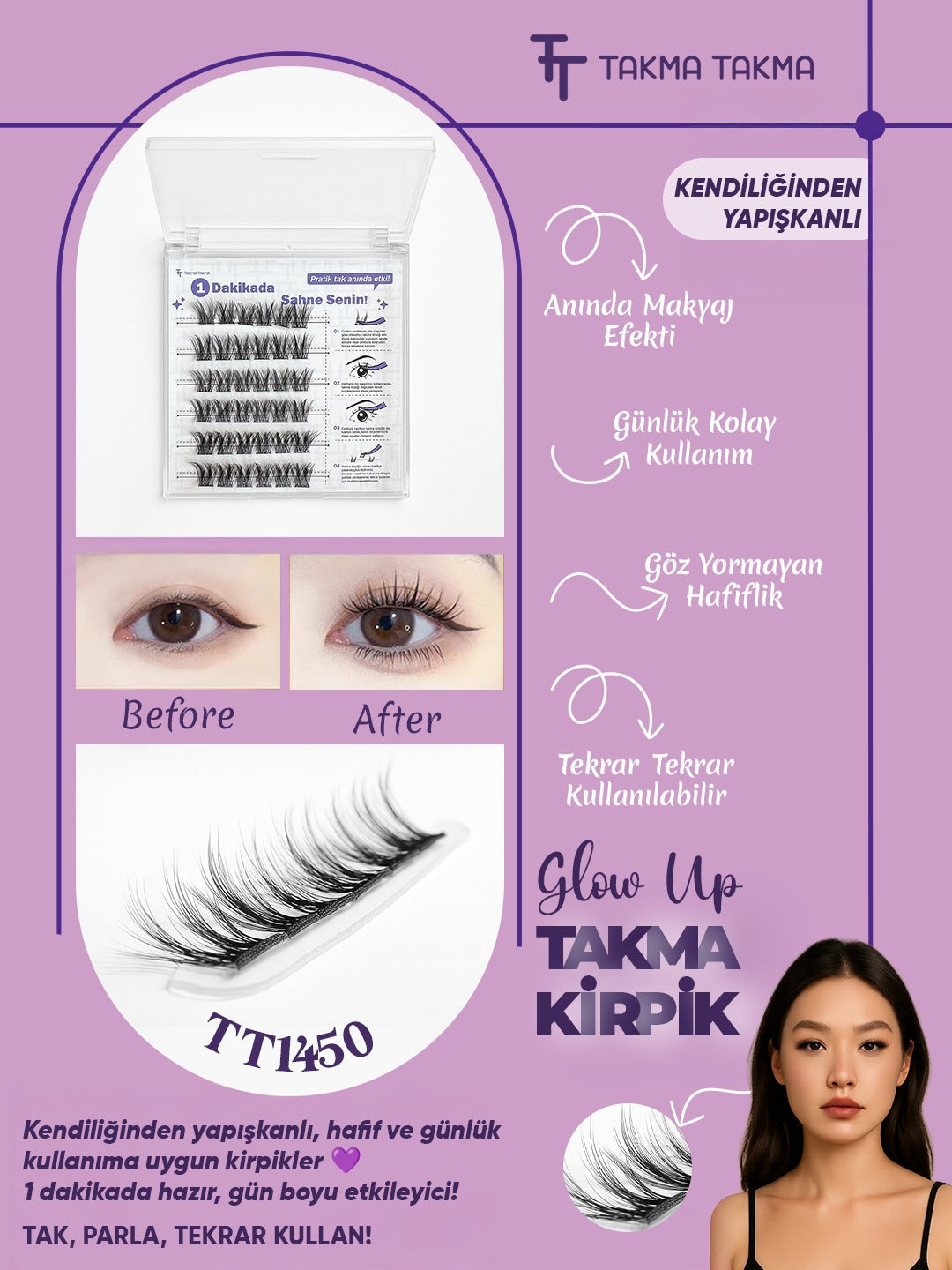 KP1450 - Takma Kirpik Kendinden Yapışkanlı Siyah Takma Takma