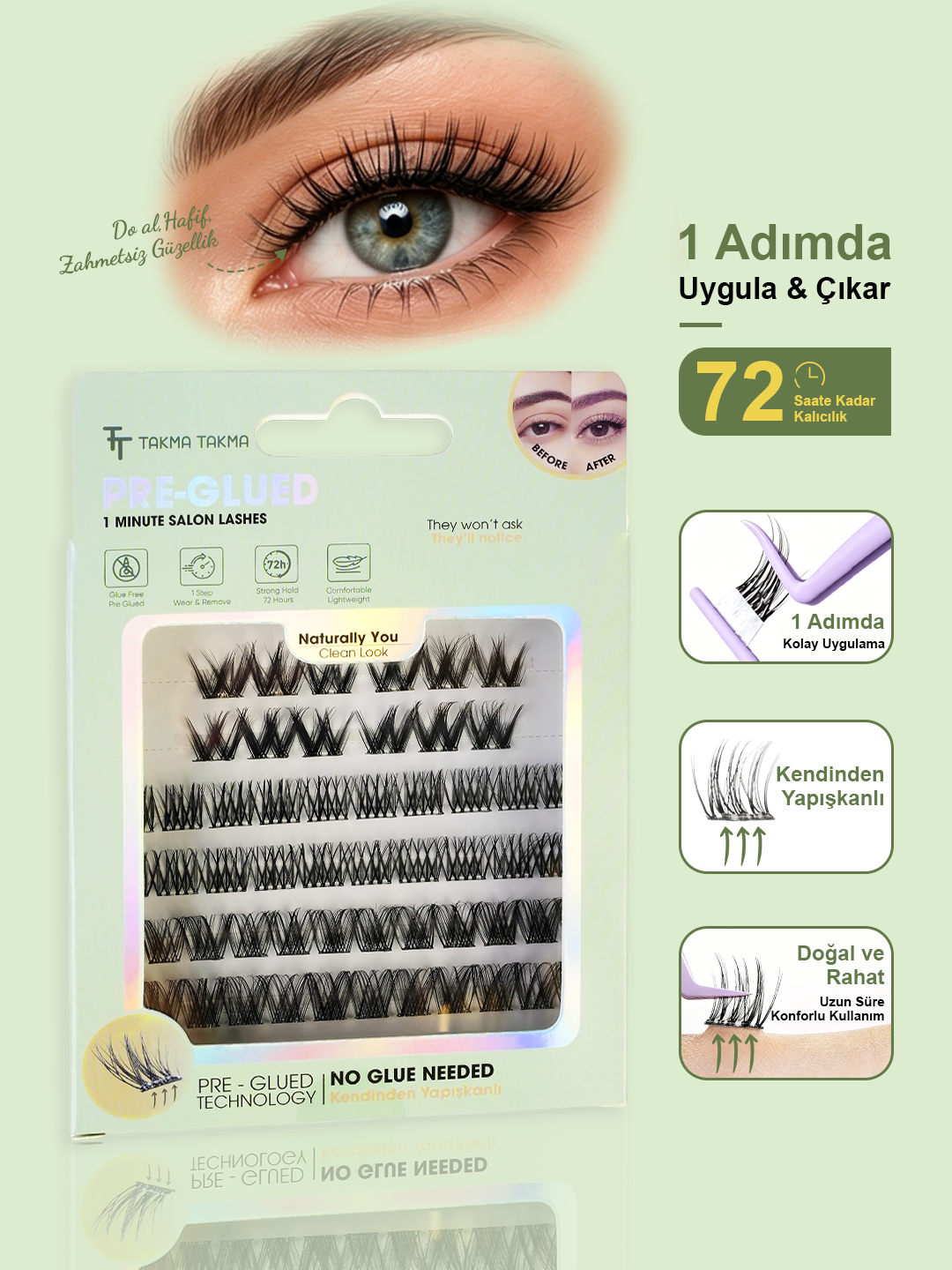 Takma Kirpik Kendinden Yapışkanlı Clean Look Naturally You KP1451