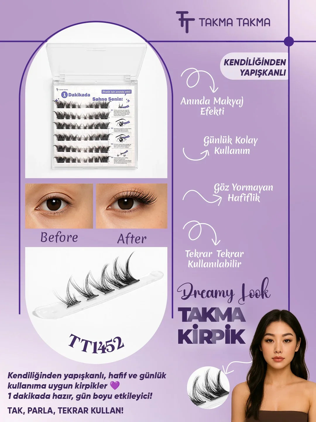 KP1452 - Takma Kirpik Kendinden Yapışkanlı Siyah