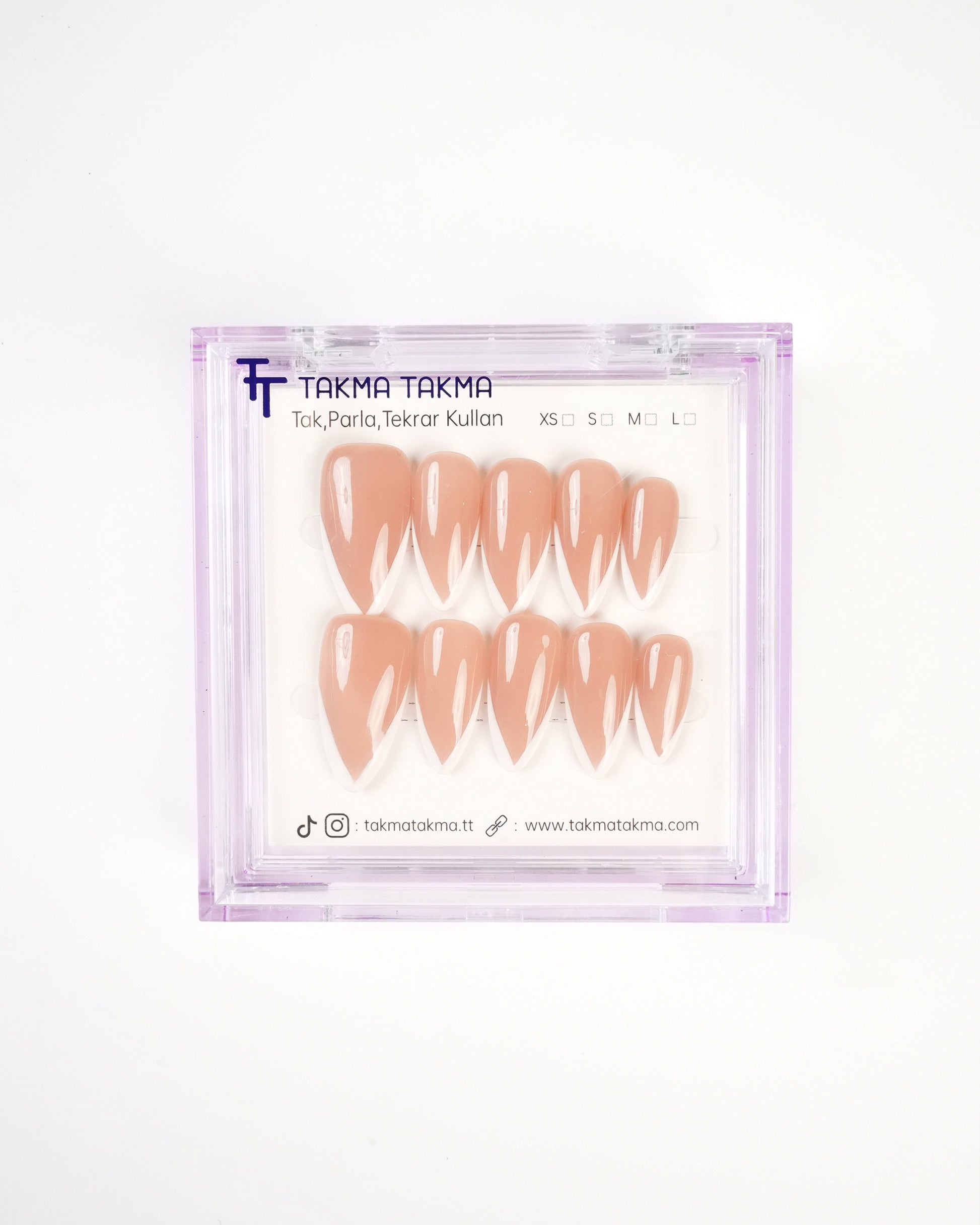 10'lu KUBD174 Uzun Badem Tekrar Kullanılabilir El Yapımı Protez Takma Tırnak