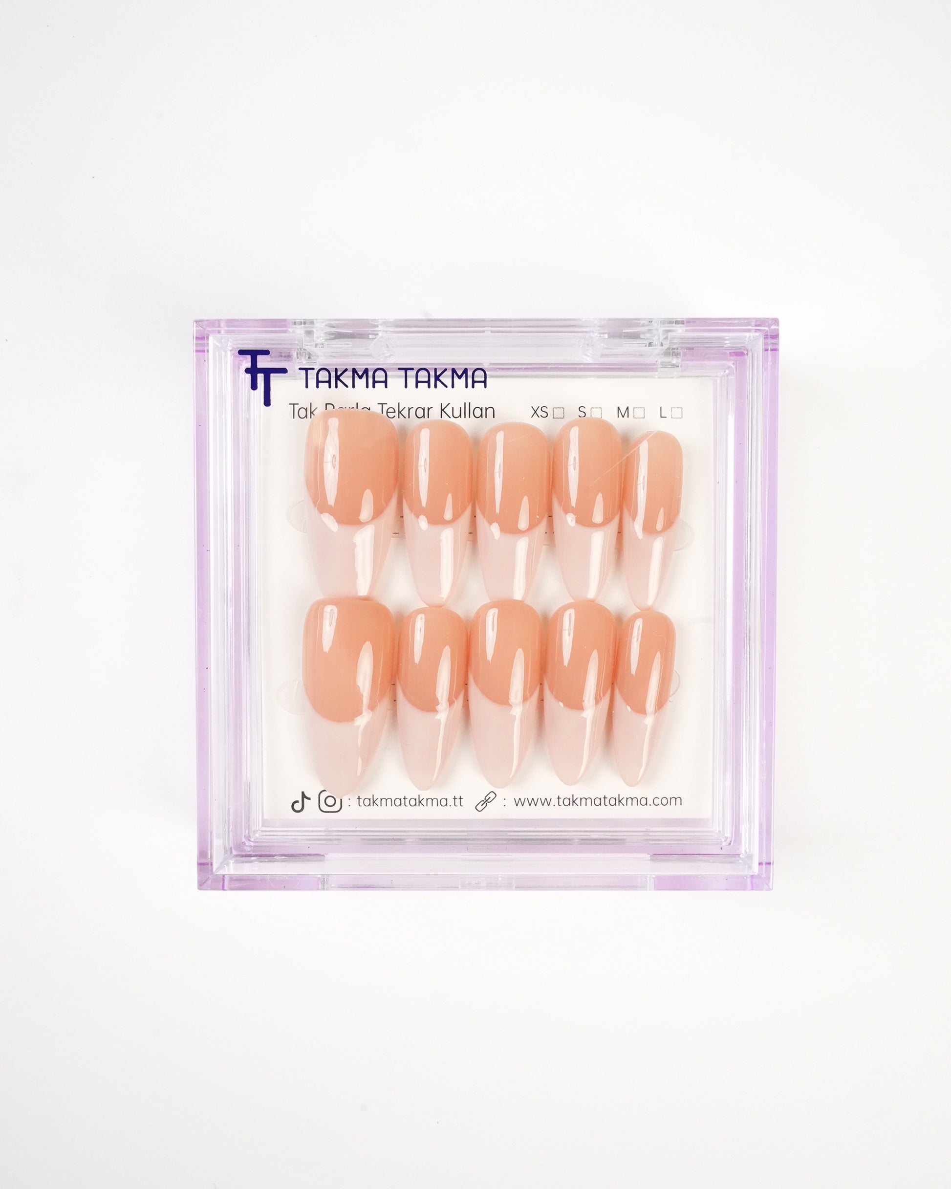 10'lu KUBD1748 Uzun Badem Tekrar Kullanılabilir El Yapımı Protez Takma Tırnak