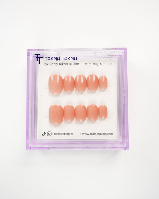 15'li Ten Kısa Yuvarlark KYL1546 Tekrar Kullanılabilir El Yapımı Protez Takma Tırnak