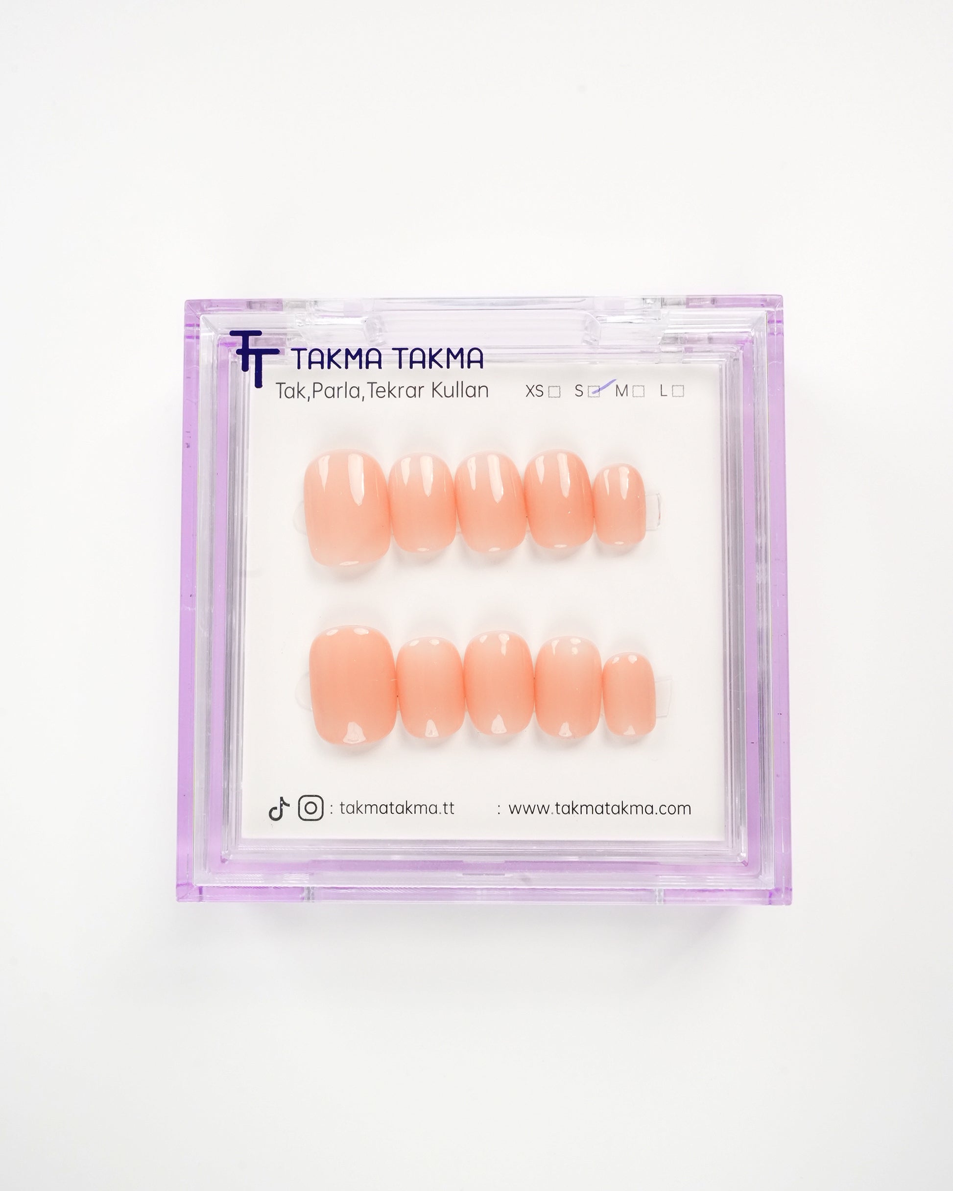 15'li Ten Kısa Yuvarlark KYL1548 Tekrar Kullanılabilir El Yapımı Protez Takma Tırnak