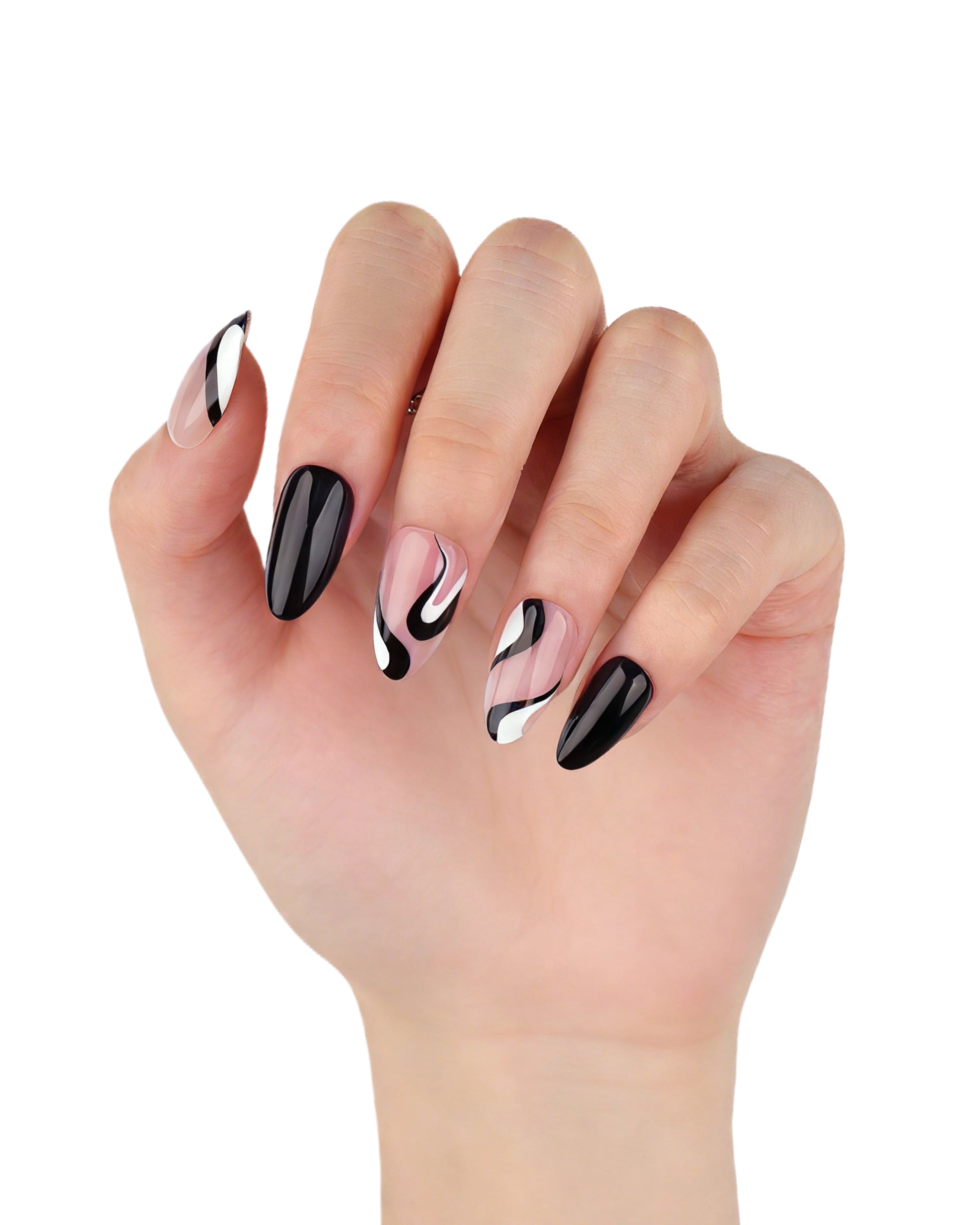 MKBD1719 Kısa Badem Standart Beden 30'lu Tekrar Kullanılabilir Protez Takma Tırnak