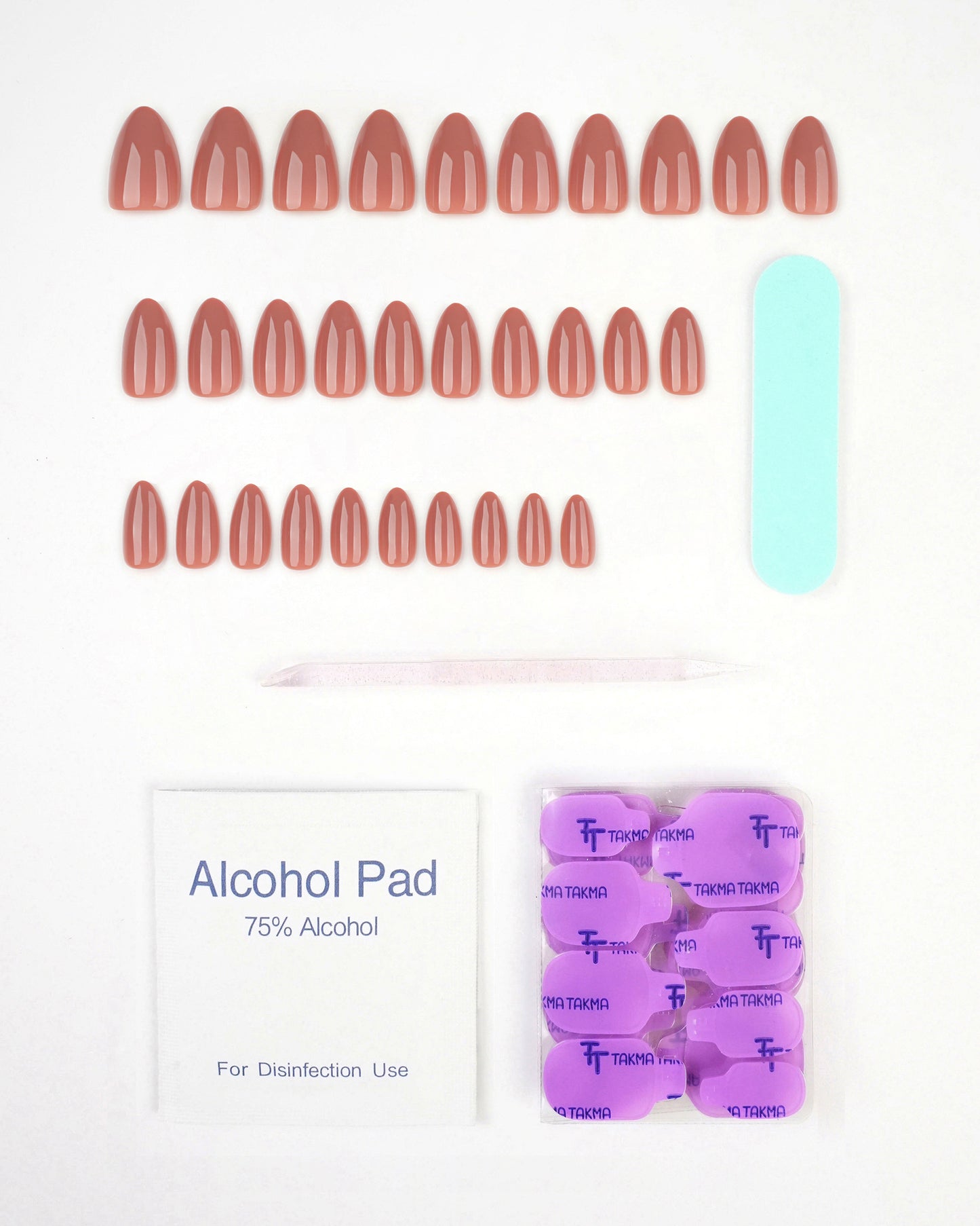 MKBD1731 Kısa Badem Standart Beden 30'lu Tekrar Kullanılabilir Protez Takma Tırnak