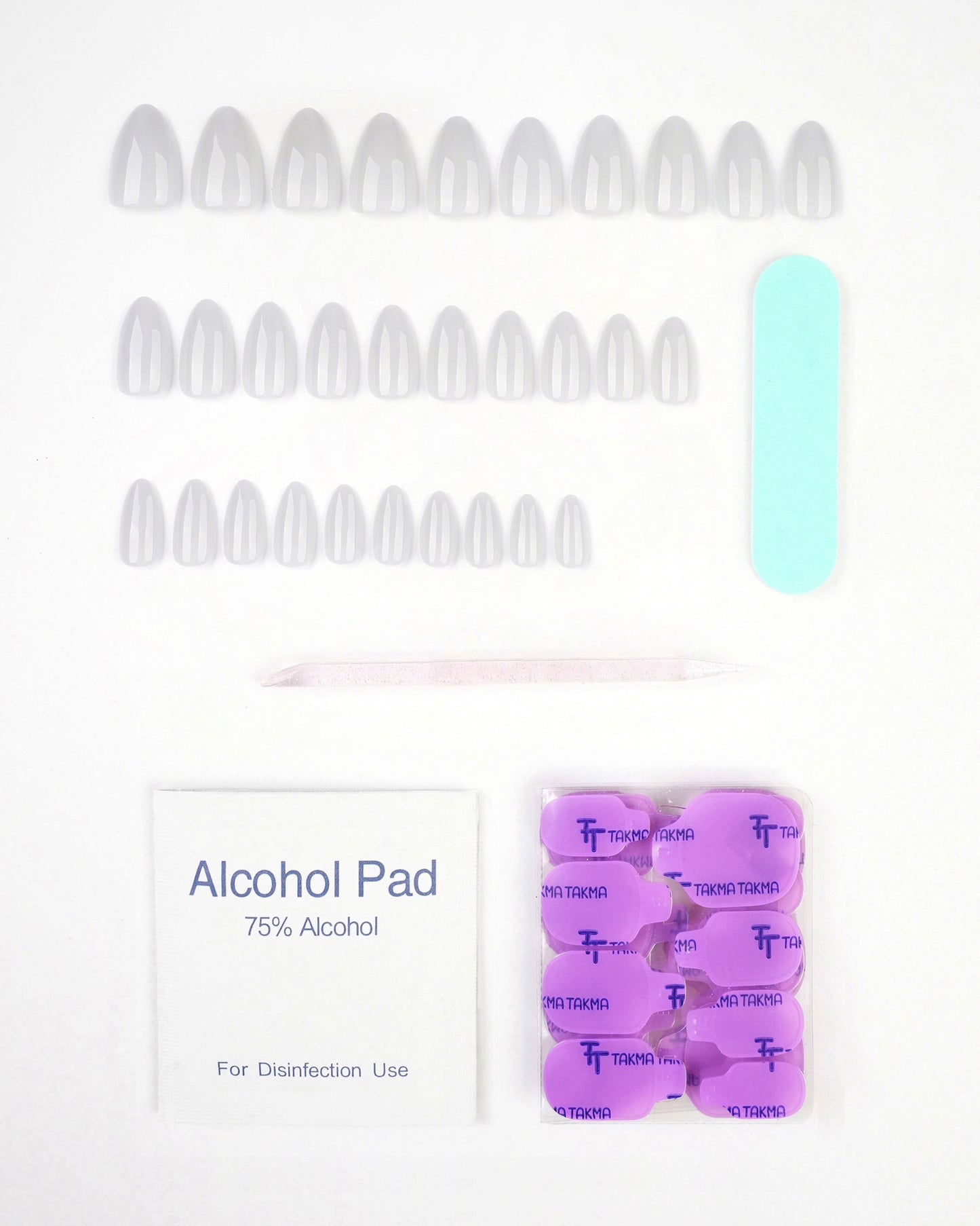 MKBD1734 Kısa Badem Standart Beden 30'lu Tekrar Kullanılabilir Protez Takma Tırnak