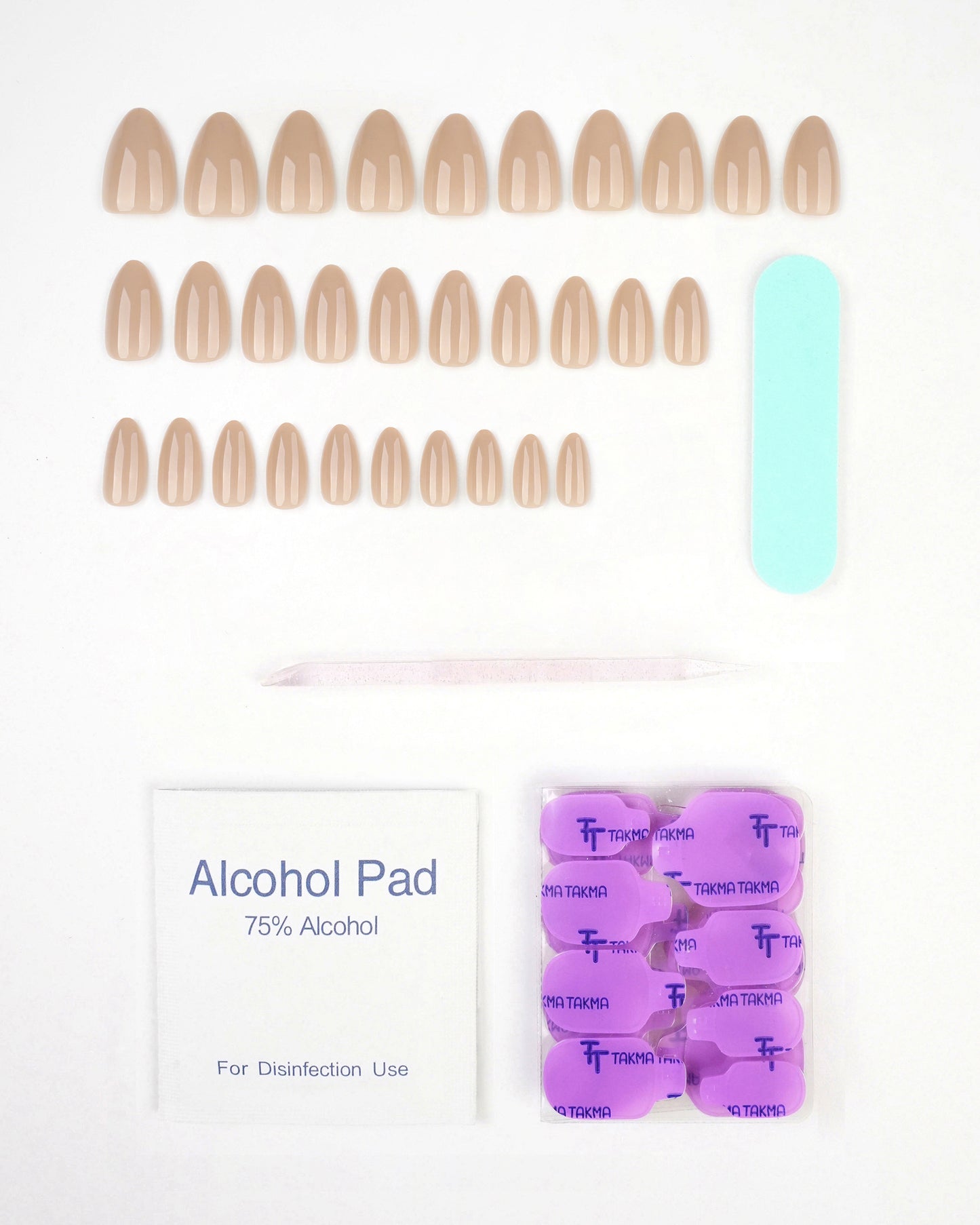 MKBD1736 Kısa Badem Standart Beden 30'lu Tekrar Kullanılabilir Protez Takma Tırnak