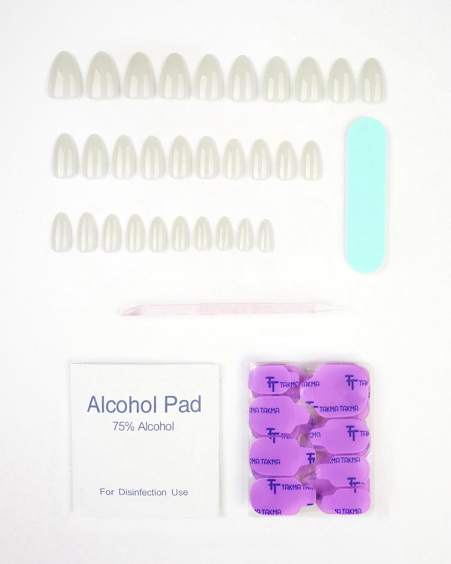 MKBD1737 Kısa Badem 30'lu Standart Beden Tekrar Kullanılabilir Protez Takma Tırnak