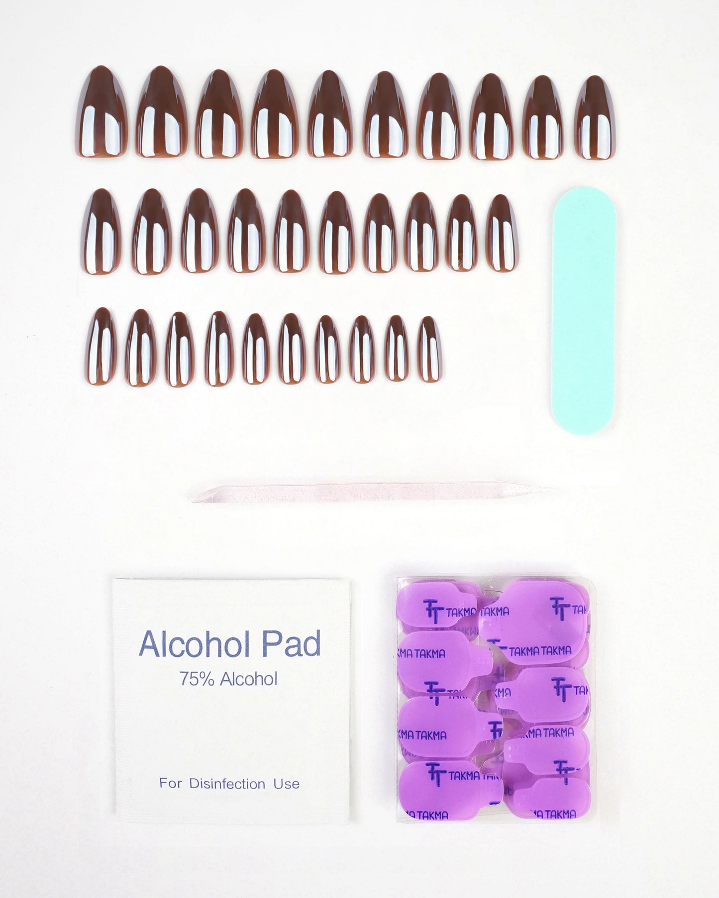 MKBD1741 Kısa Badem Standart Beden 30'lu Tekrar Kullanılabilir Protez Takma Tırnak