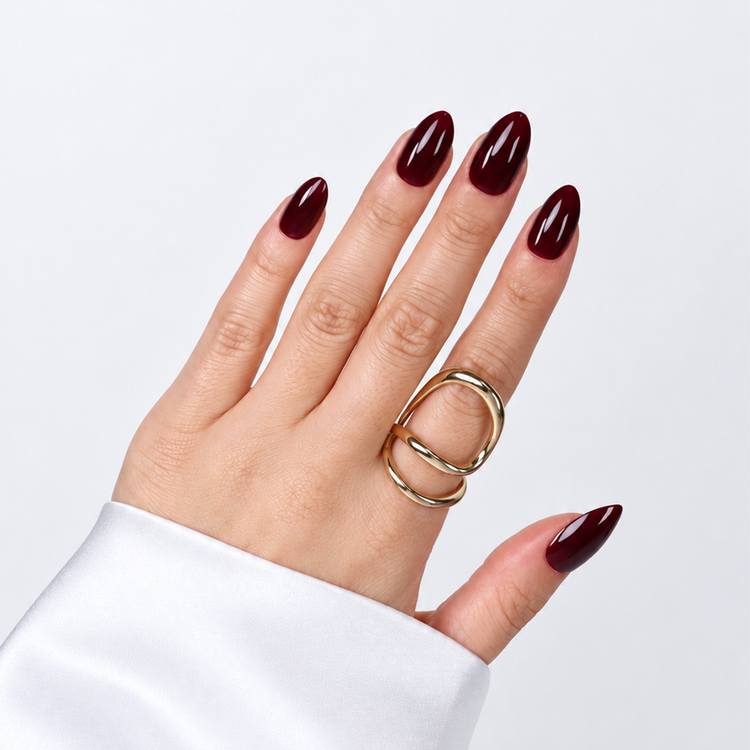 Koyu Bordo Kısa Badem Soft Jel Standart Beden 30'lu Takma Tırnak MKBD3653