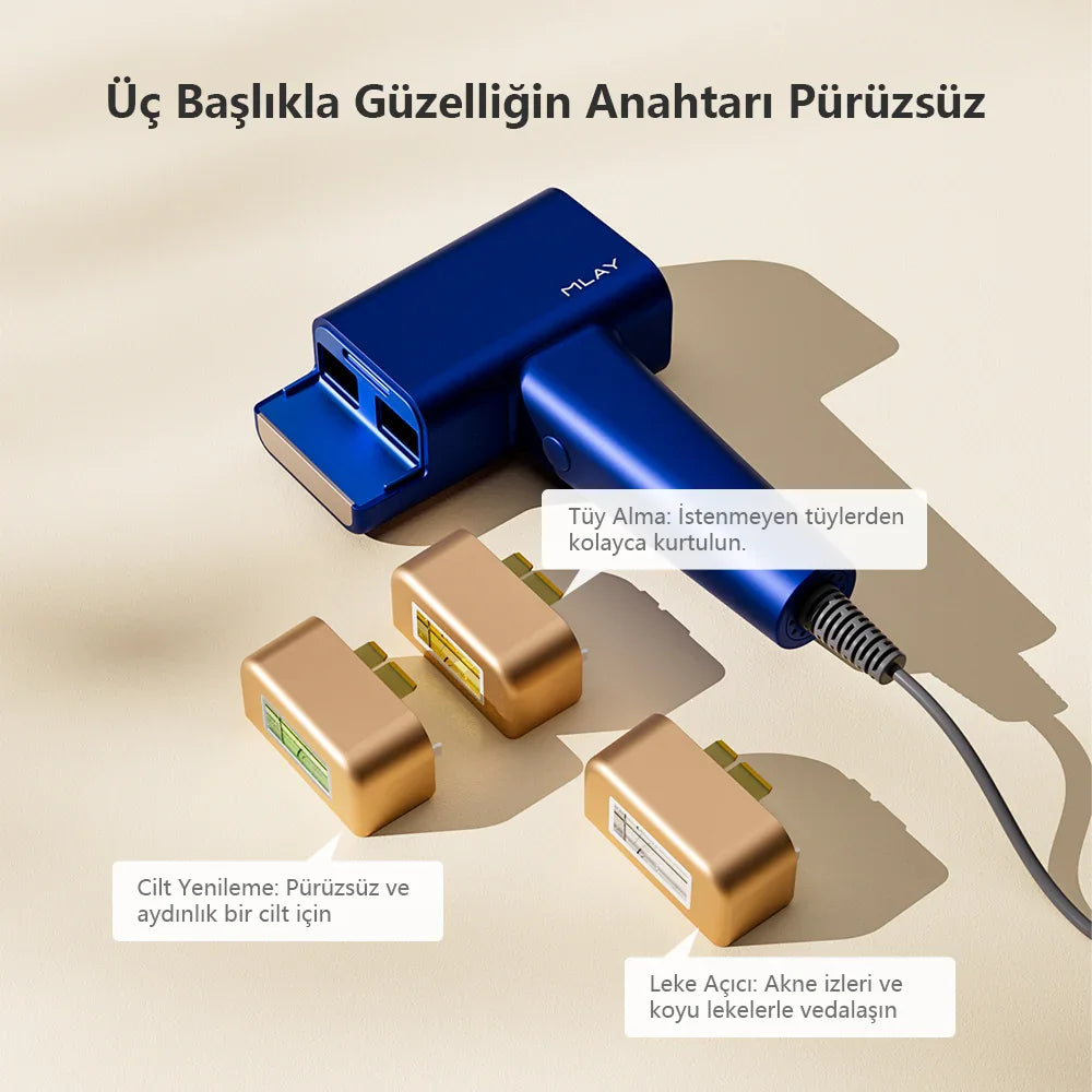 Mlay -T16 (HR+SR+AC) Yakut Mavi Renk Ev Tipi Lazer Epilasyon Cihazı
