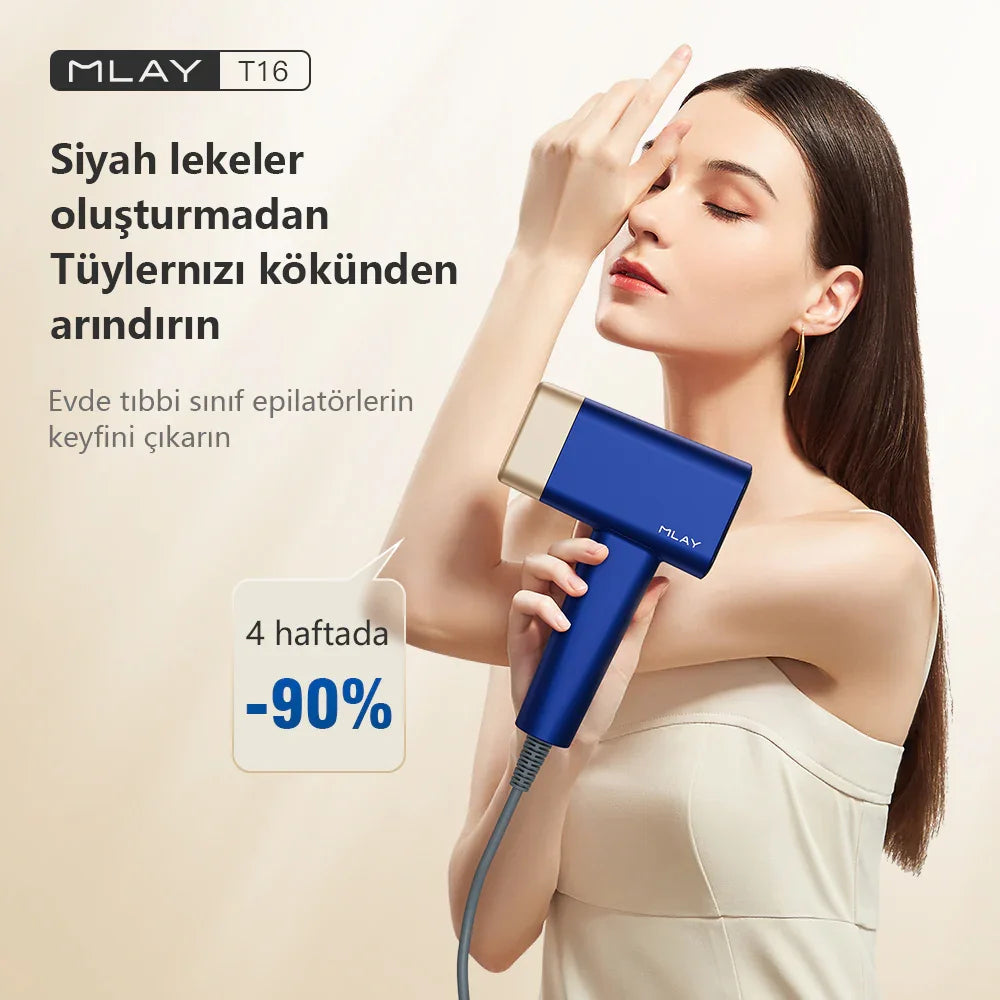 Mlay -T16 (HR+SR+AC) Yakut Mavi Renk Ev Tipi Lazer Epilasyon Cihazı