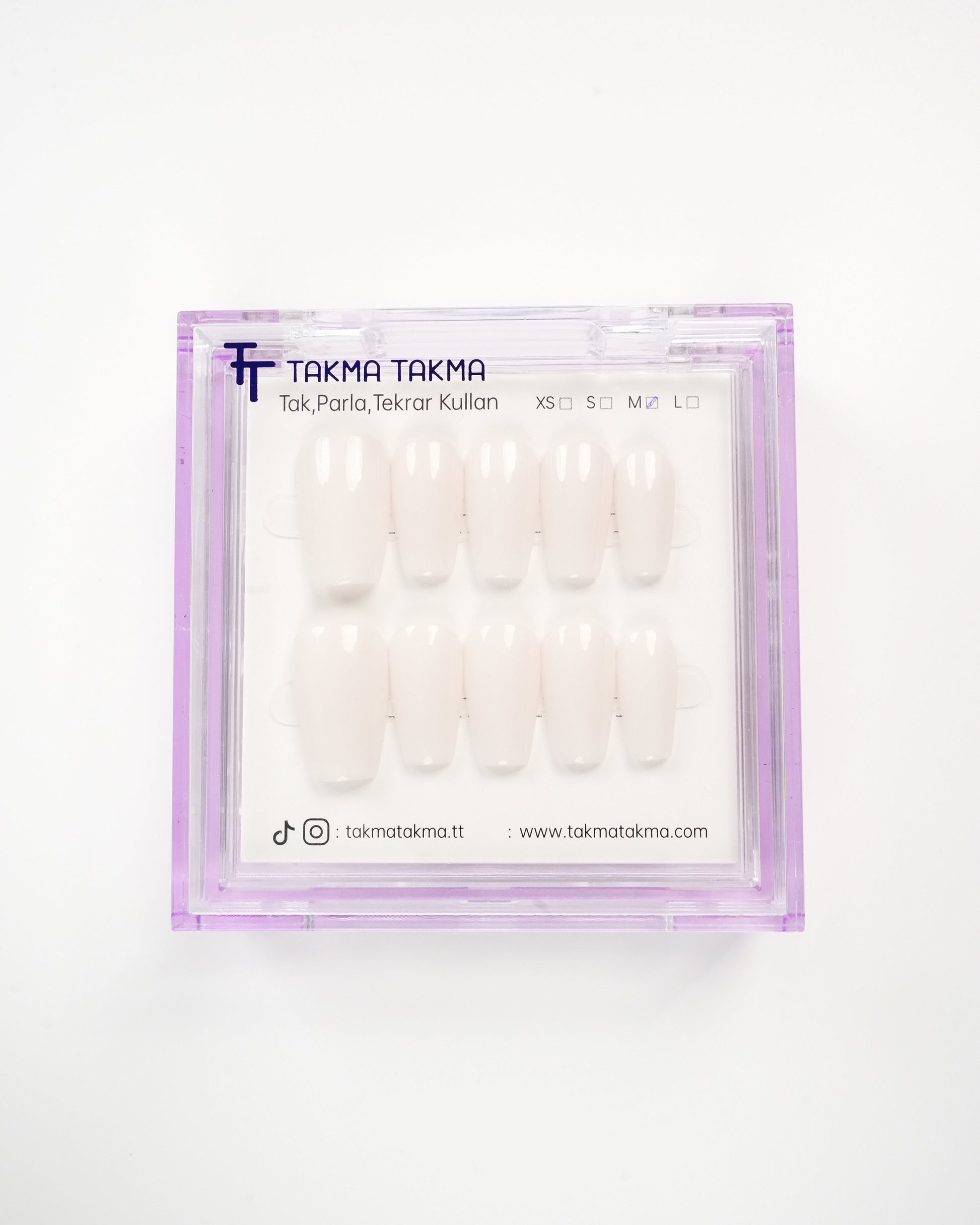 15'li Krem Orta Balerin OBL1542 Tekrar Kullanılabilir El Yapımı Protez Takma Tırnak