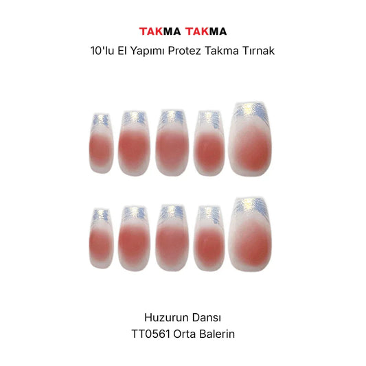 10'lu Ten Rengi Orta Balerin TT0561 Tekrar Kullanılabilir El Yapımı Protez Takma Tırnak