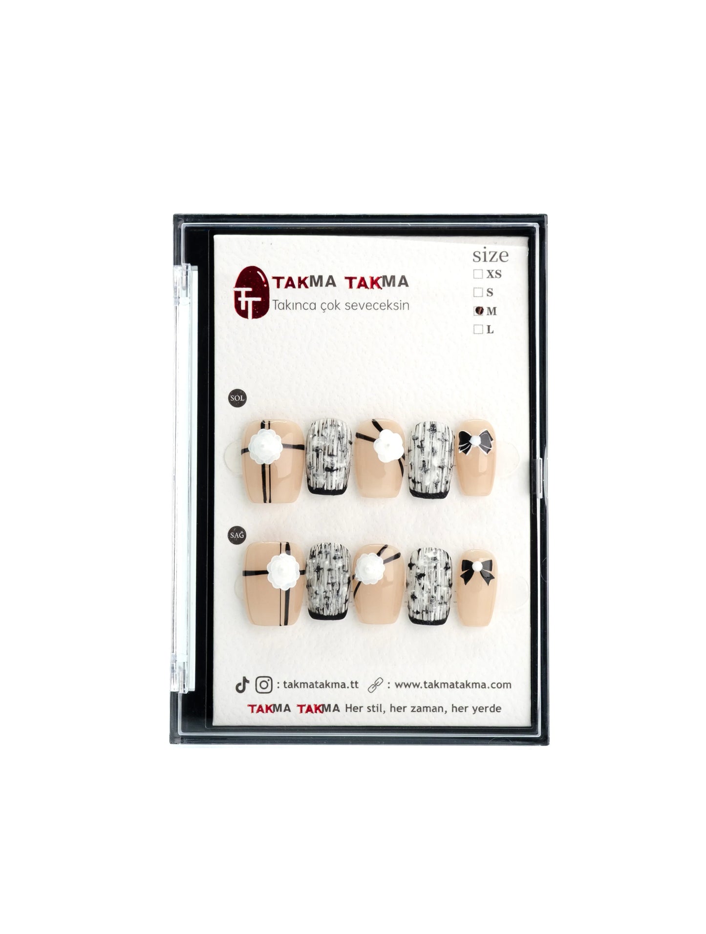 Tekrar Kullanılabilir El Yapımı Protez Takma Tırnak Hermaphroditus İkiliği - 10'lu Kısa Balerin - TT0903