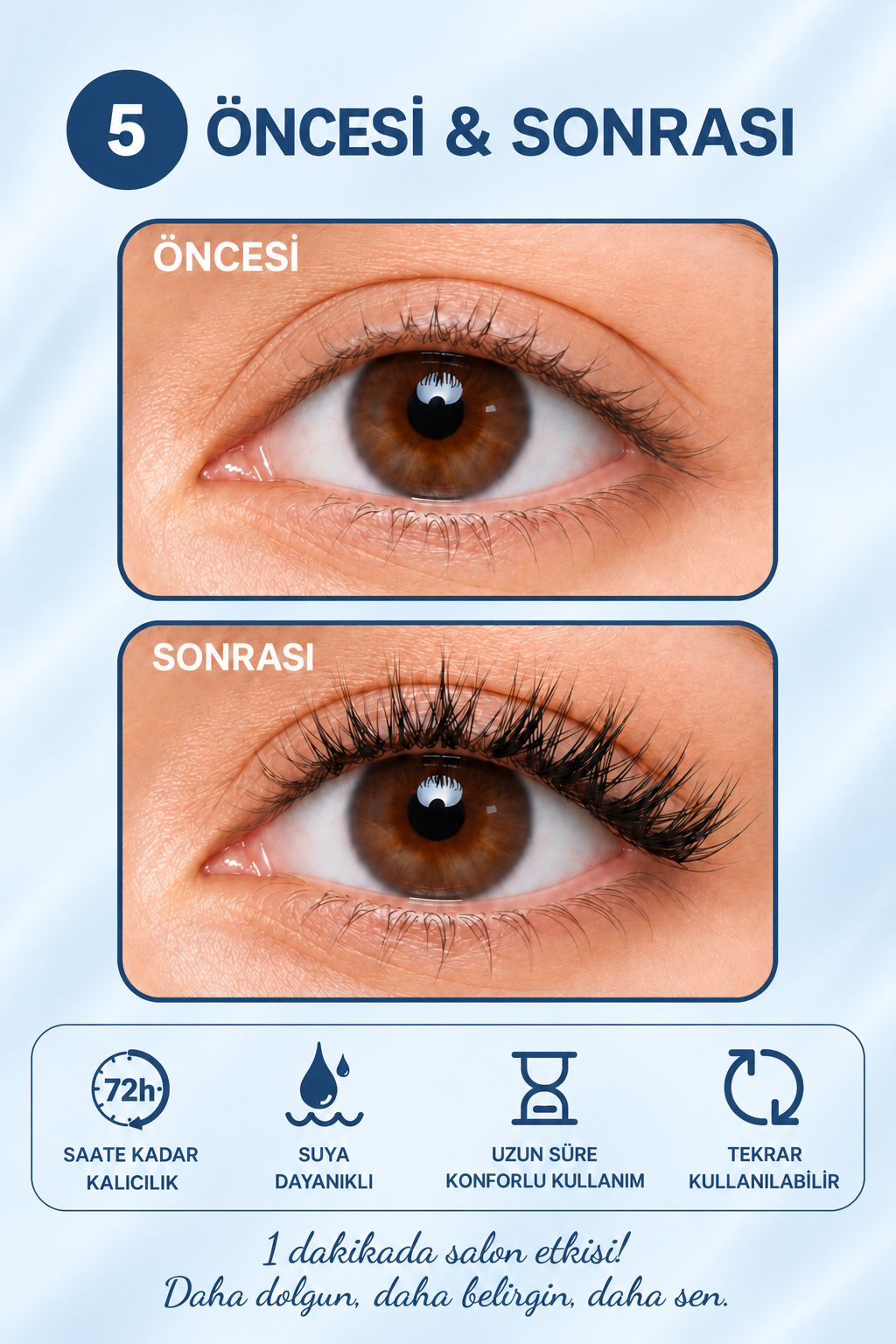 Takma Kirpik Kendinden Yapışkanlı Clean Look Style Natural Touch 10 Sıra RG10CKDM0024 – görsel 2