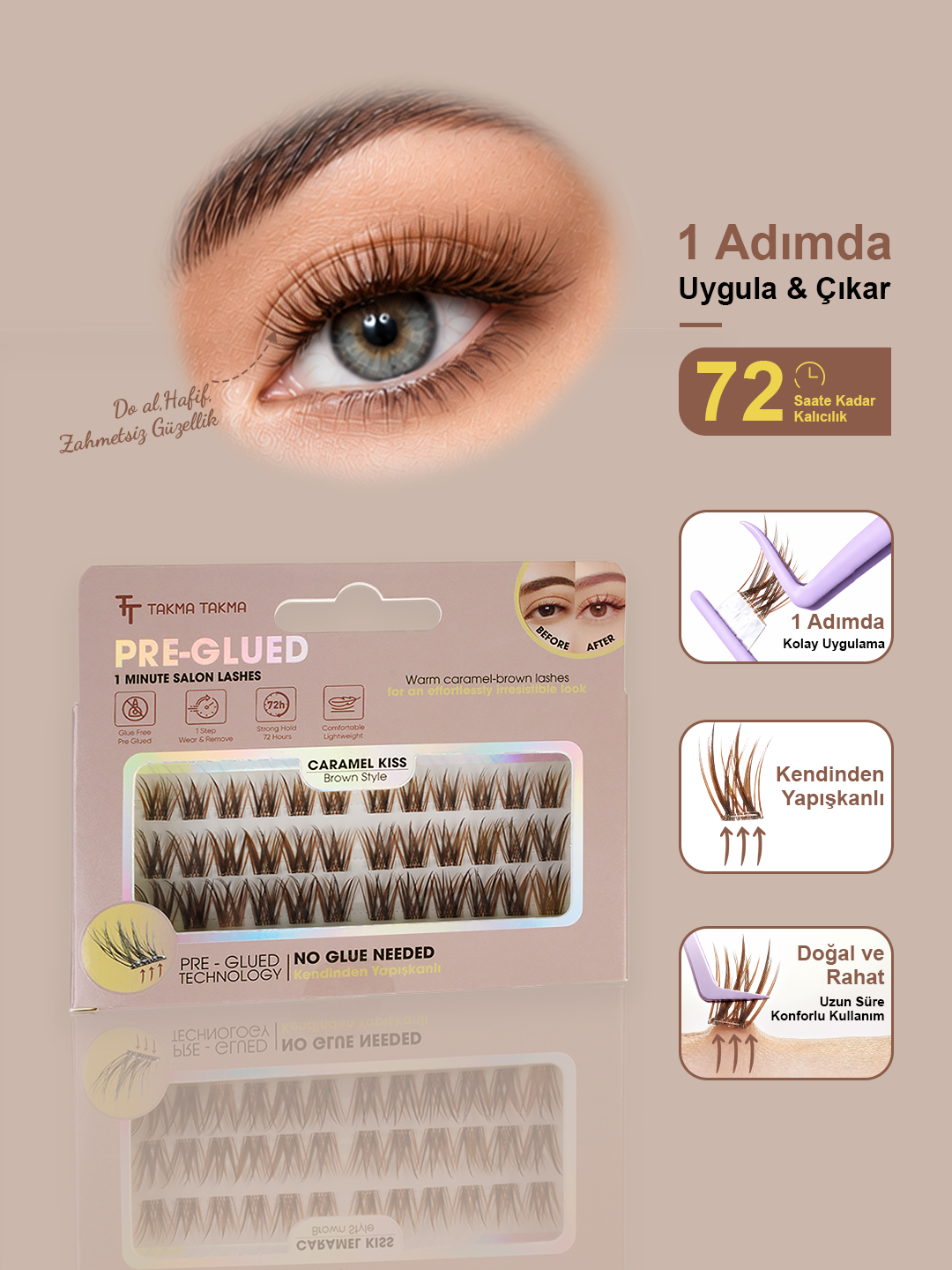 Takma Kirpik Kendinden Yapışkanlı Brown Style – Caramel Kiss - RG3BR0001