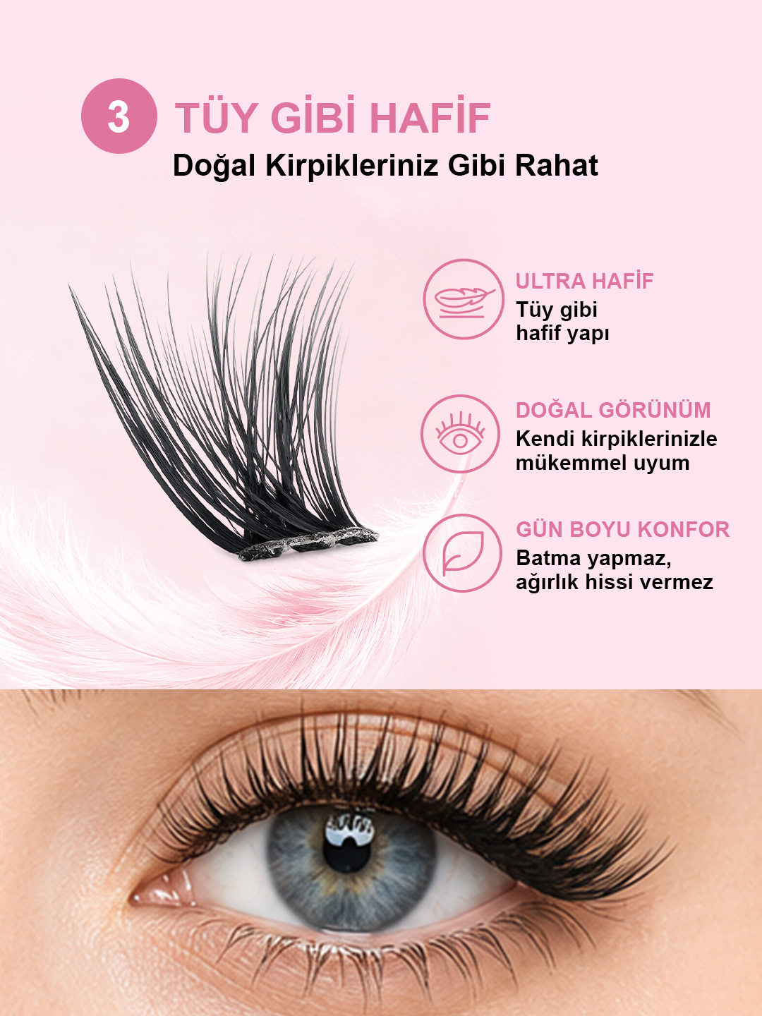 Takma Kirpik Kendinden Yapışkanlı - Cat Eye Style– Desert Rose - RG3CE0001