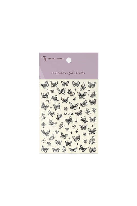 STC-JO-2455 - Siyah Küçük Kelebek Yapışkanlı Sticker