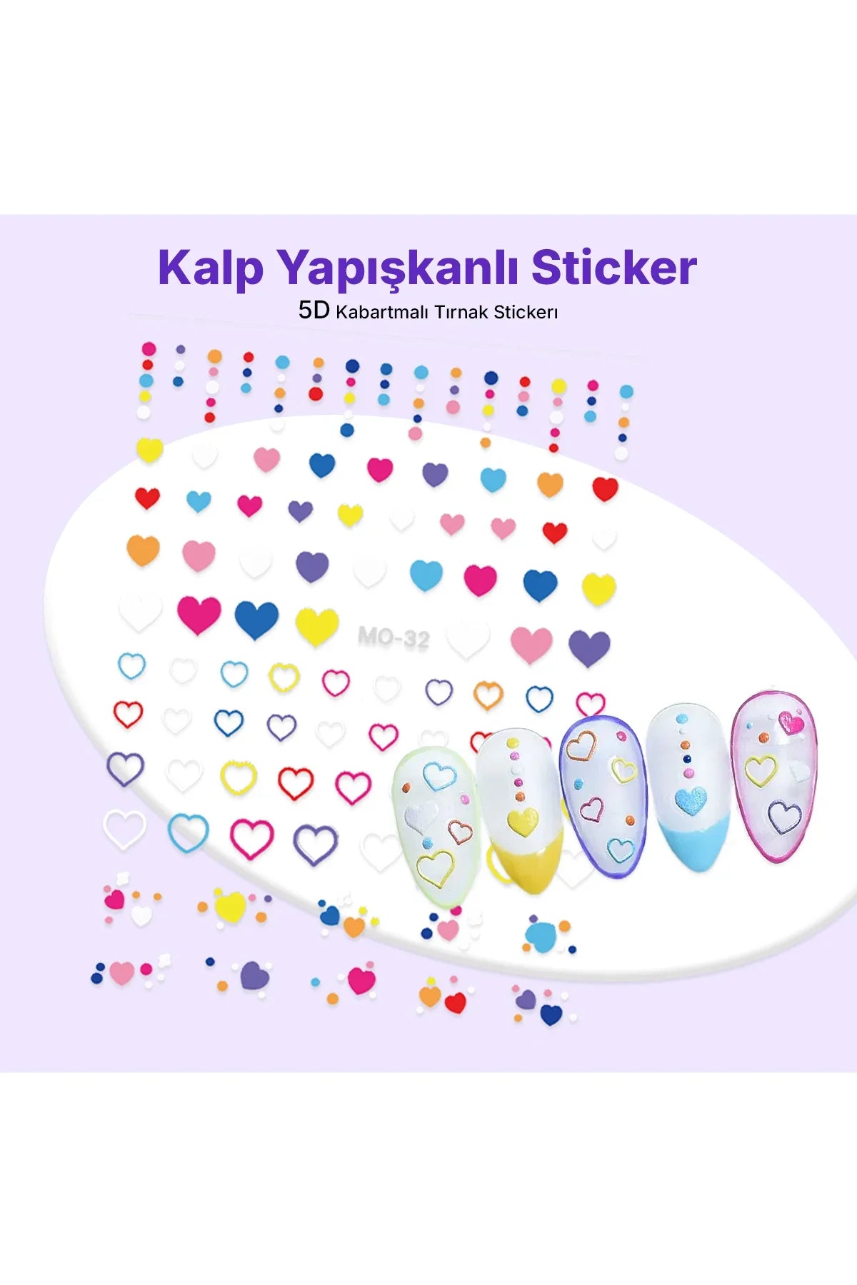 STC-MO-32 - Kalp Yapışkanlı Sticker Takma Takma