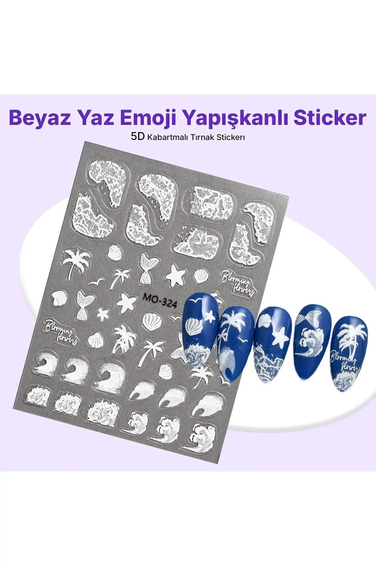 STC-MO-324 - Beyaz Yaz Emoji Yapışkanlı Sticker Takma Takma