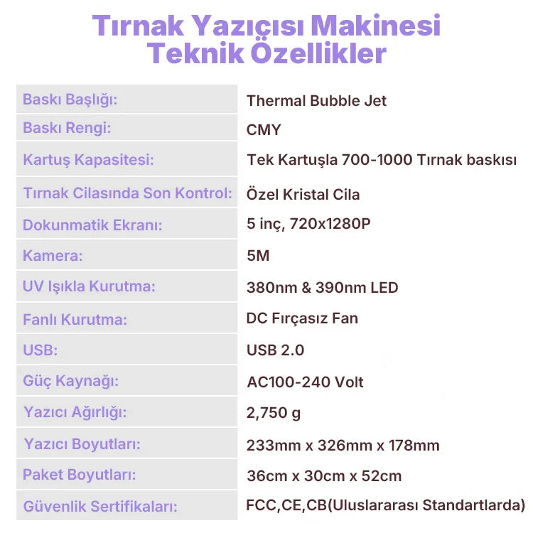 Takma Takma Nail Printer Tırnak Yazıcı Cihaz