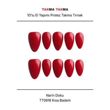 Takma Tırnak Tekrar Kullanılabilir El Yapımı Protez Narin Doku - 10'lu Kısa Oval
