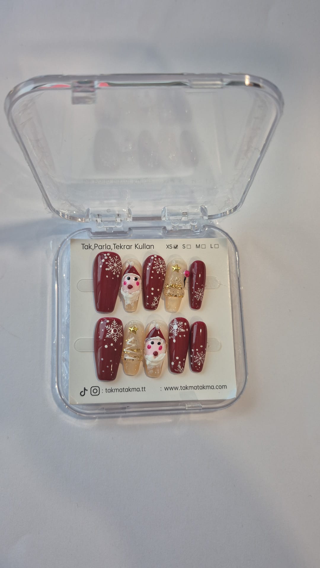 Tekrar Kuıllanılabilir Takma Tırnak Yeni Yıl XS Beden