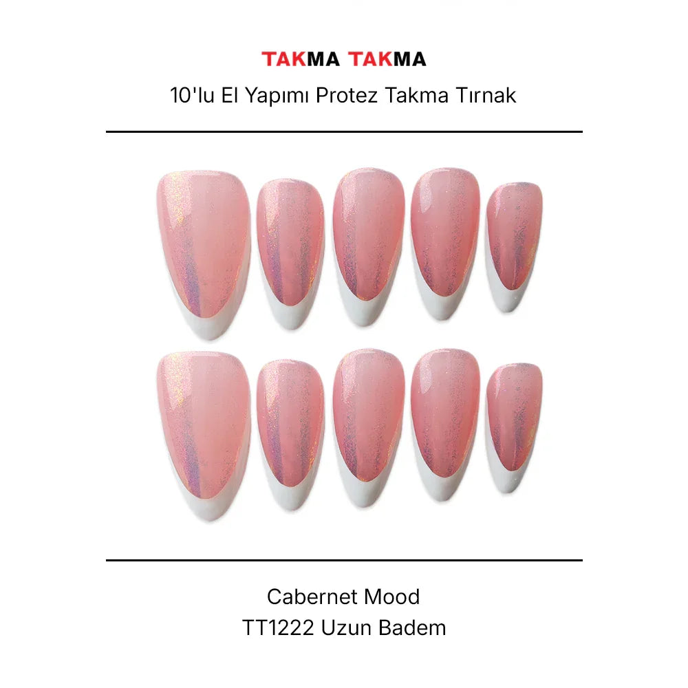 Tekrar Kullanılabilir El Yapımı Protez Takma Tırnak Cabernet Mood - 10'lu TT1222