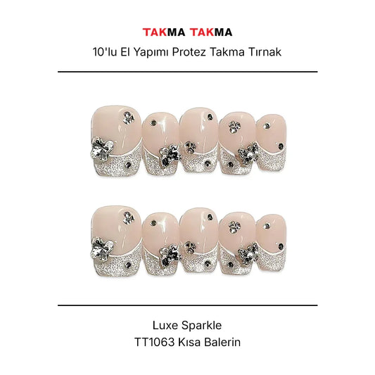 10'lu Ten Rengi Kısa Balerin TT1063 Tekrar Kullanılabilir El Yapımı Protez Takma Tırnak