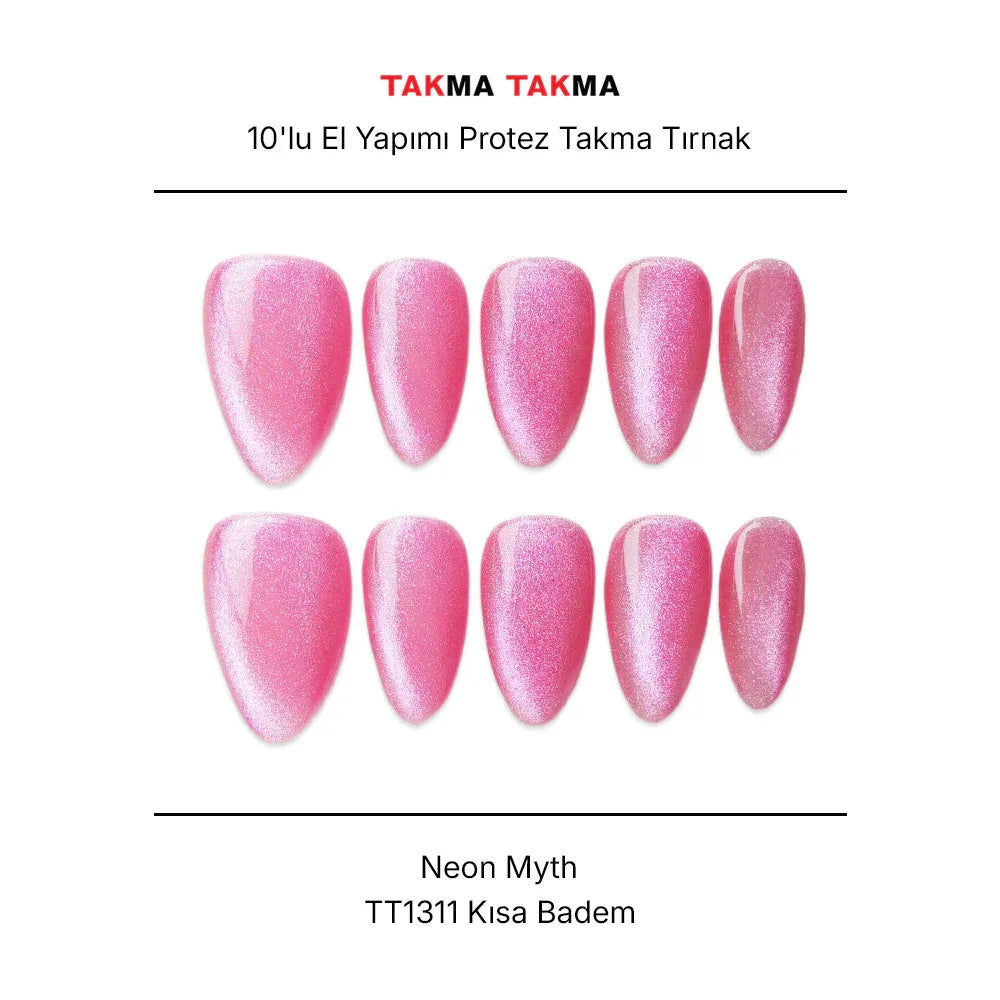 Tekrar Kullanılabilir El Yapımı Protez Takma Tırnak - Neon Myth 15'li TT1311